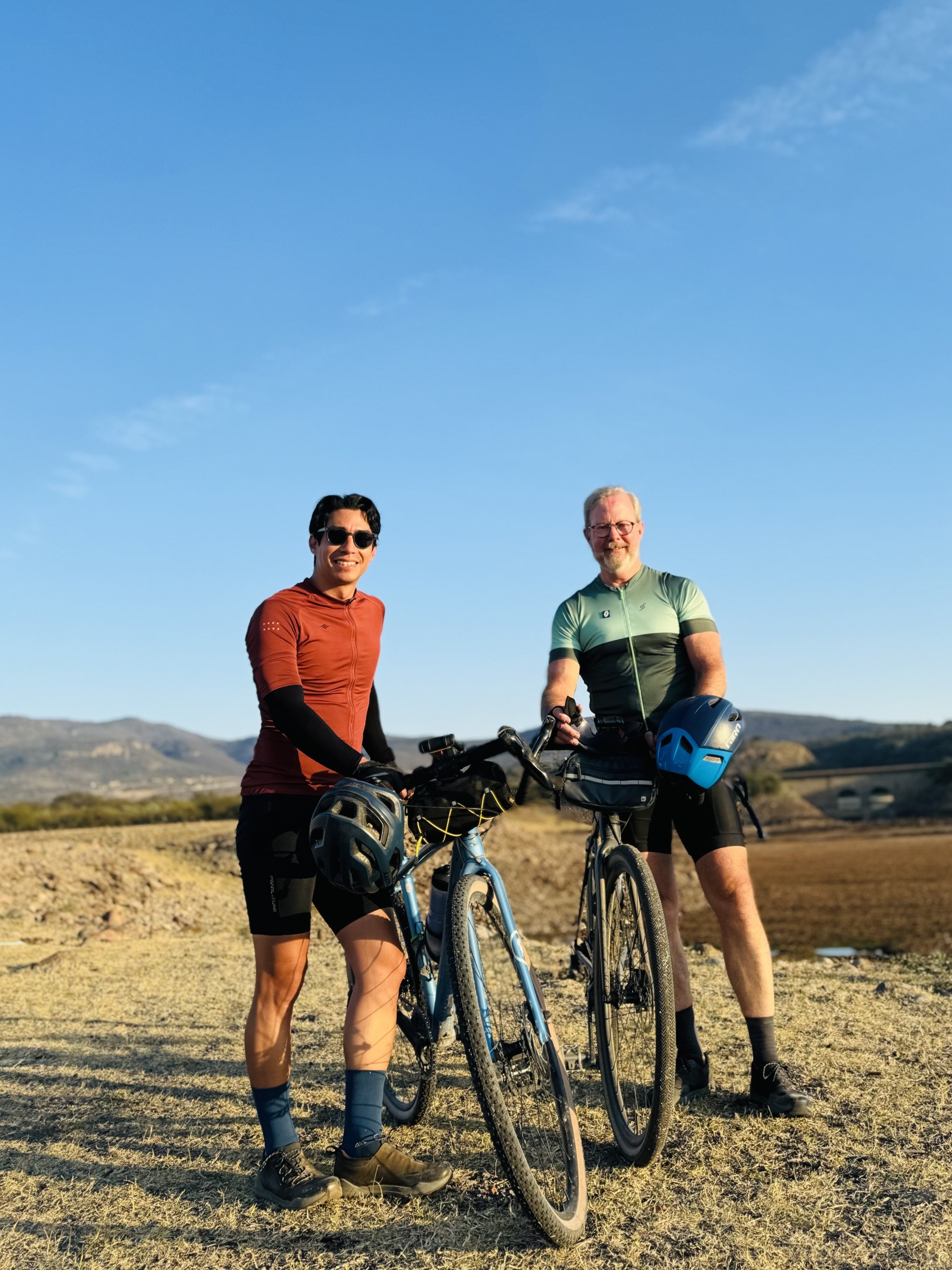 Mountain biking in the countryside near San Miguel de Allende with fields and rural landscapes
