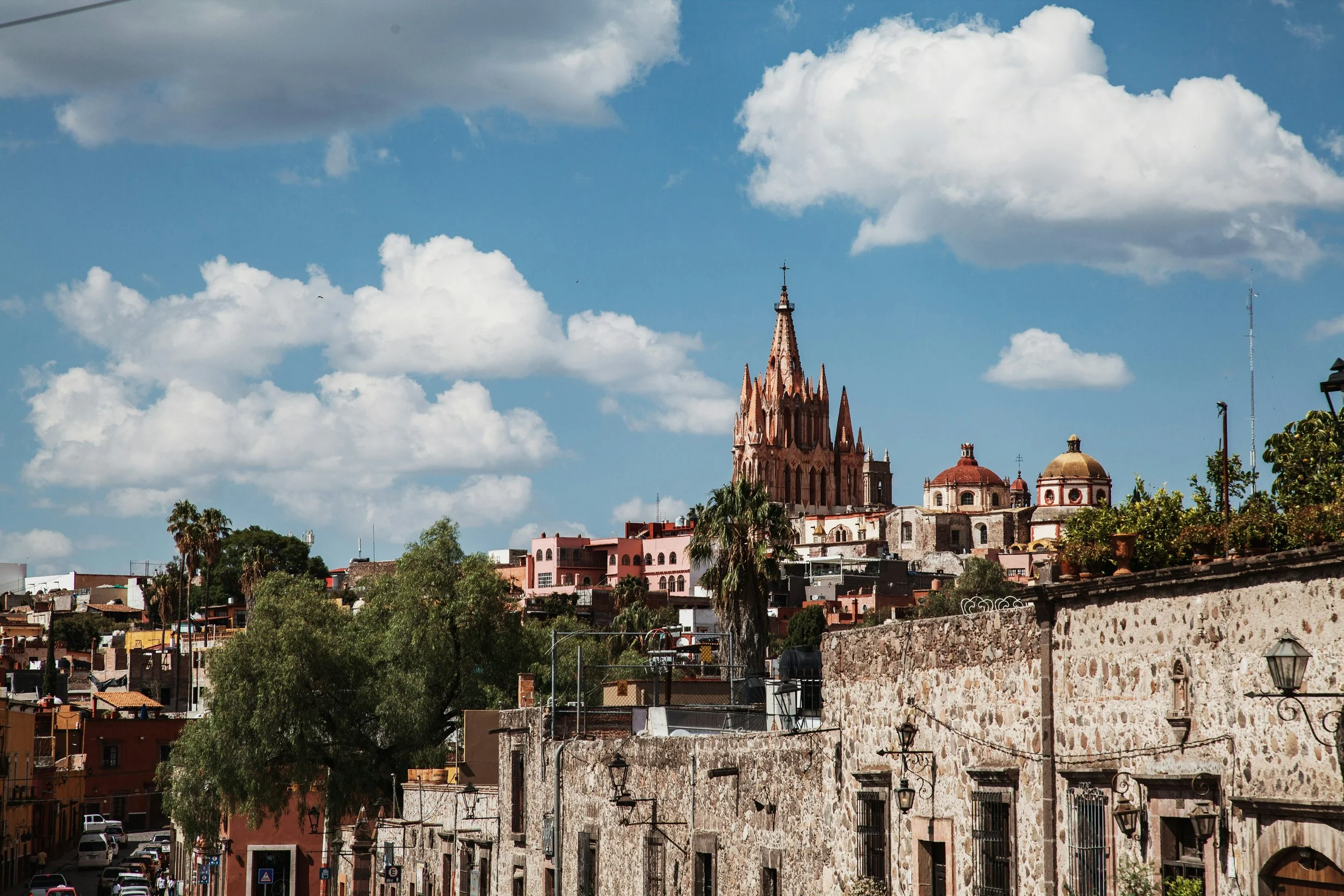 Instituto Allende art school in San Miguel de Allende with view toward the Parroquia de San Miguel
