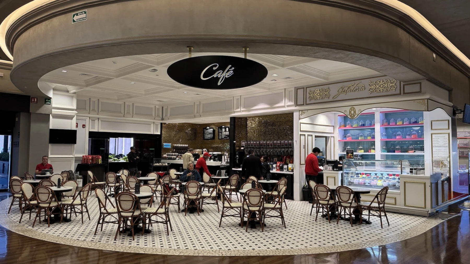 Cafe inside City Market in San Miguel de Allende with seating and coffee area