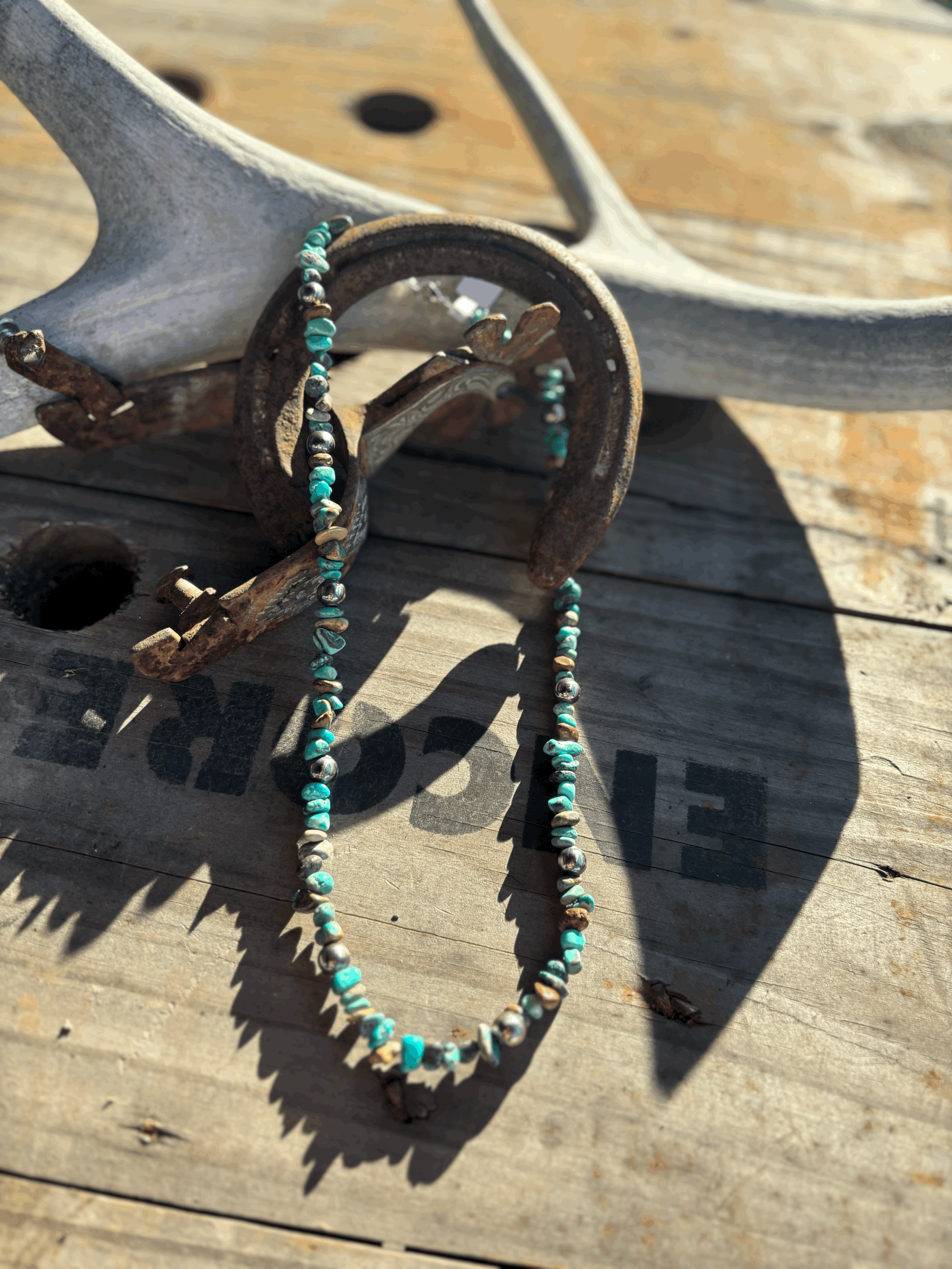 20 inch Authentic Turquoise with 8mm German silver beads