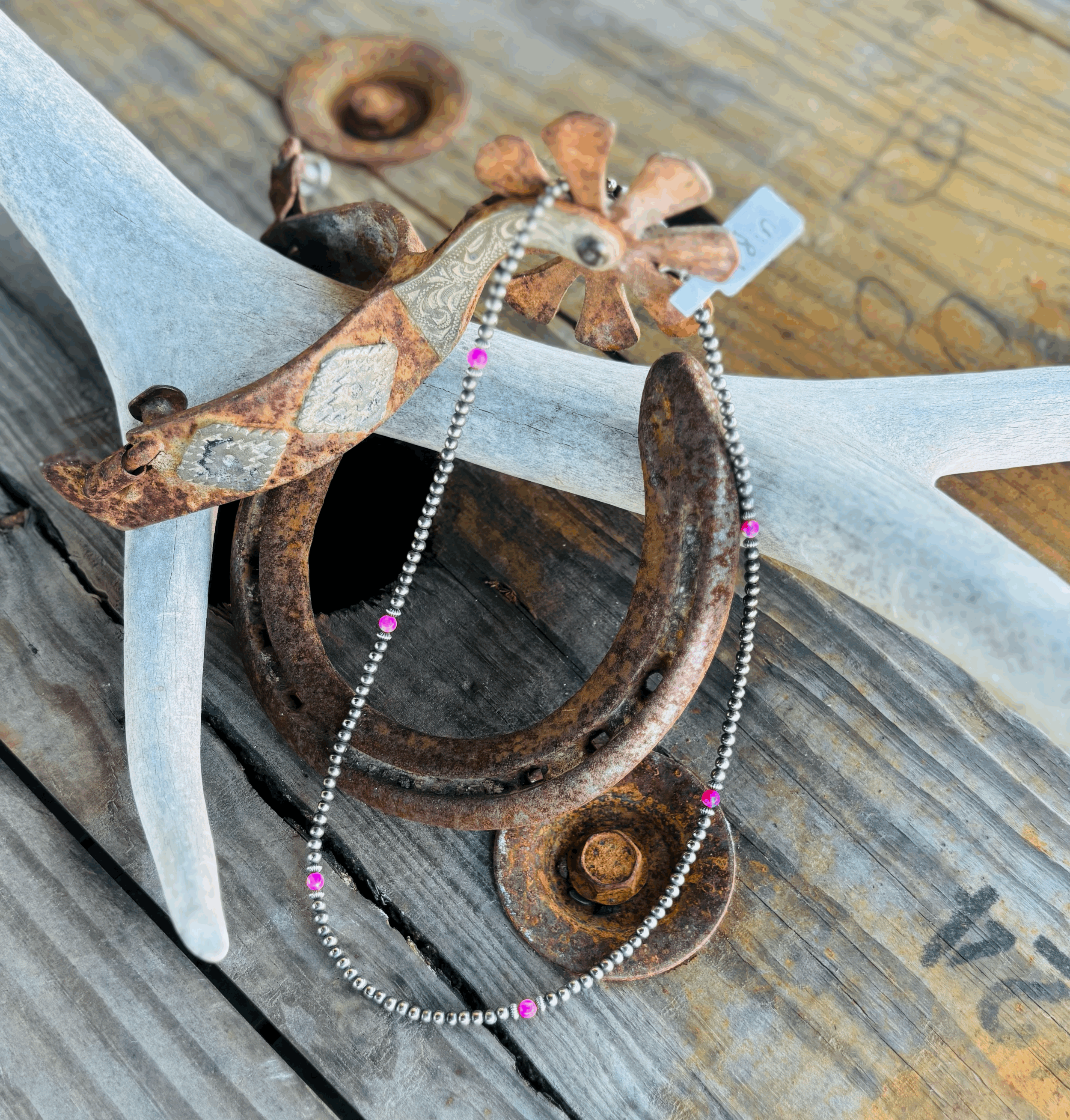 18 inch 3mm pearls with barbie pink opals