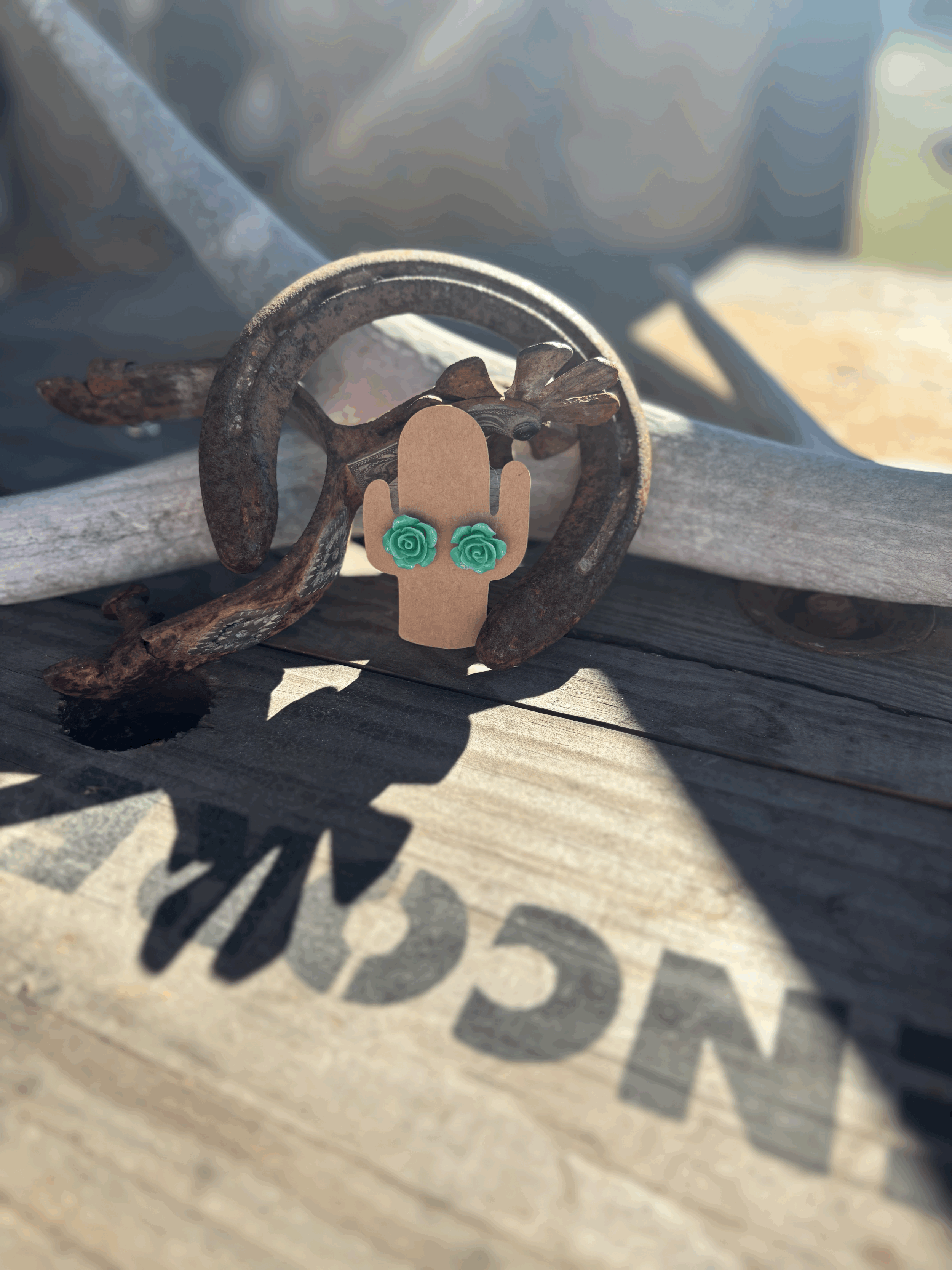 Green Rose Dainty Spring Flower Earrings