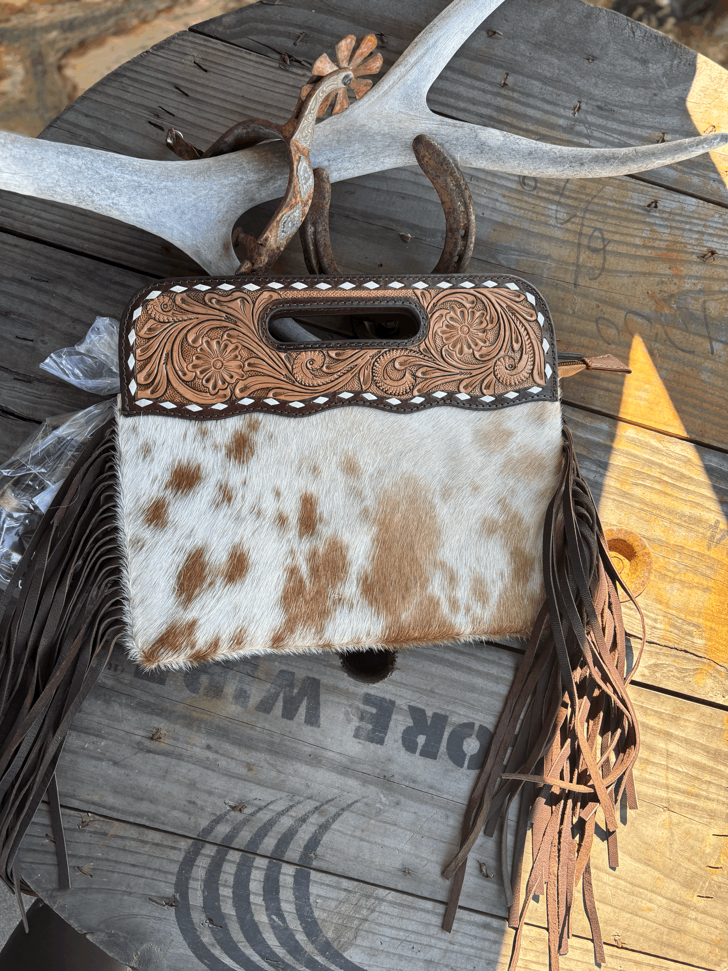 White Buckstitch Crossbody