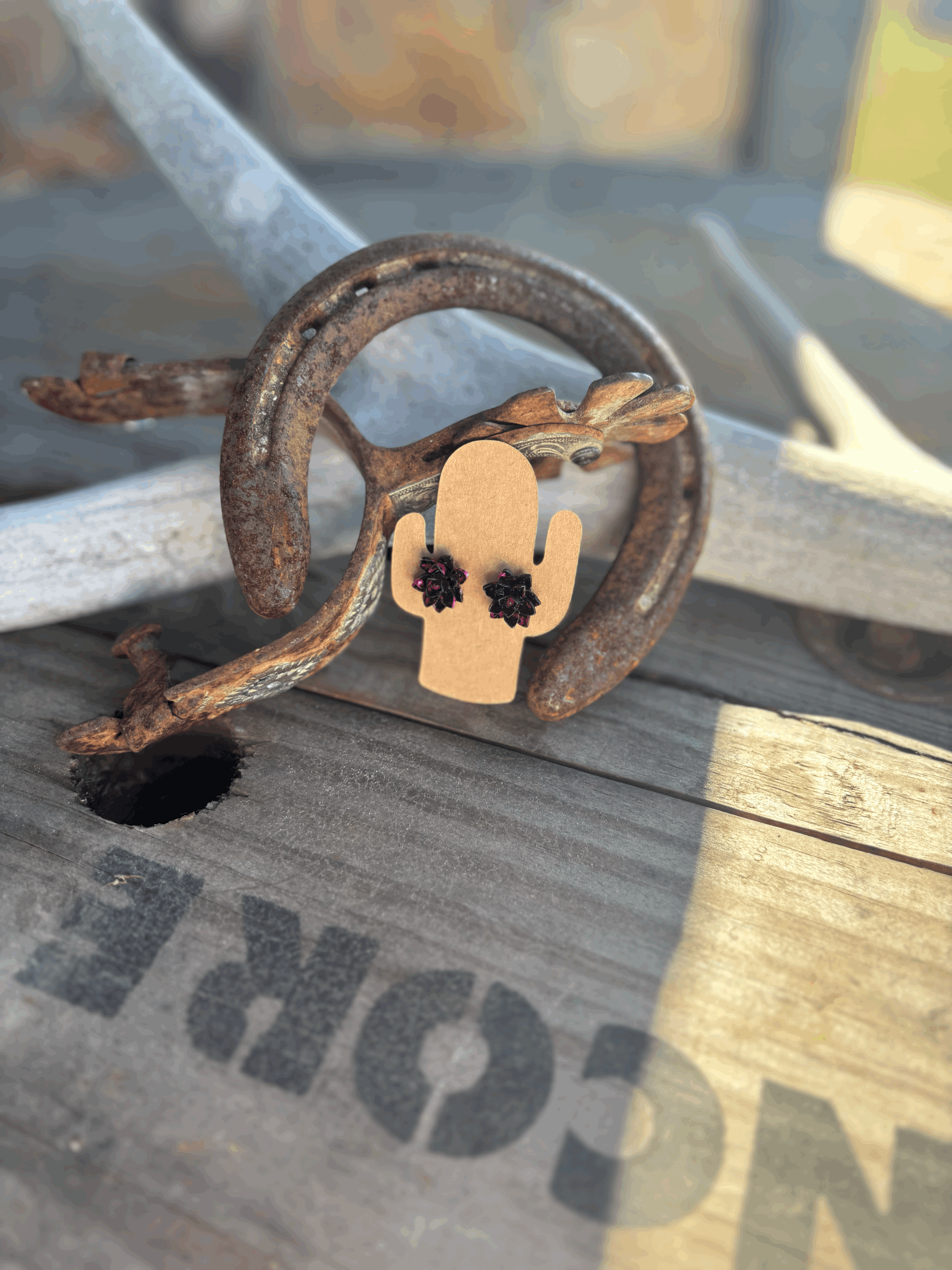 Black and Pink Dainty Flower Studs