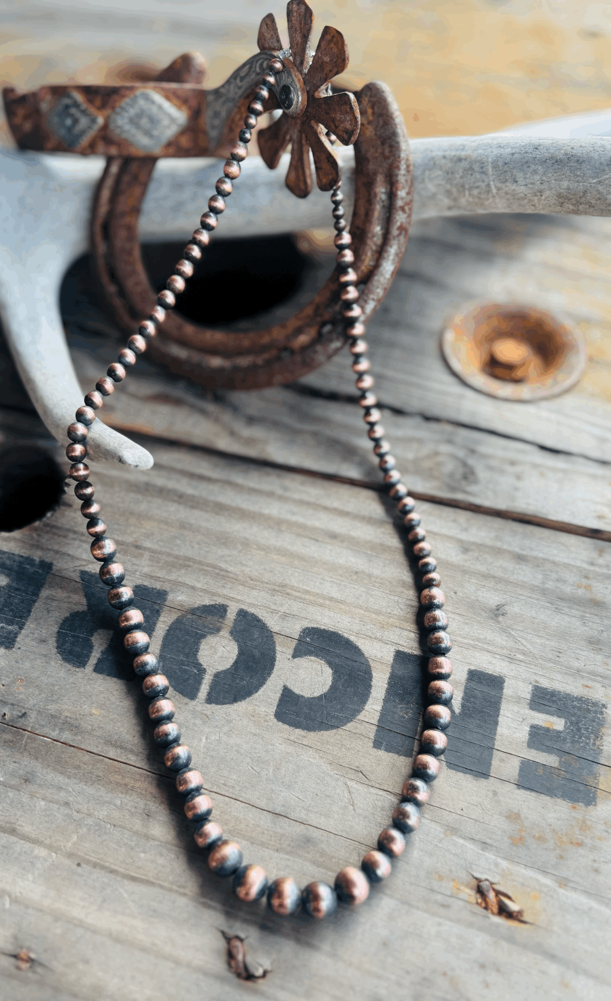 Copper 24 inch long gradual beads