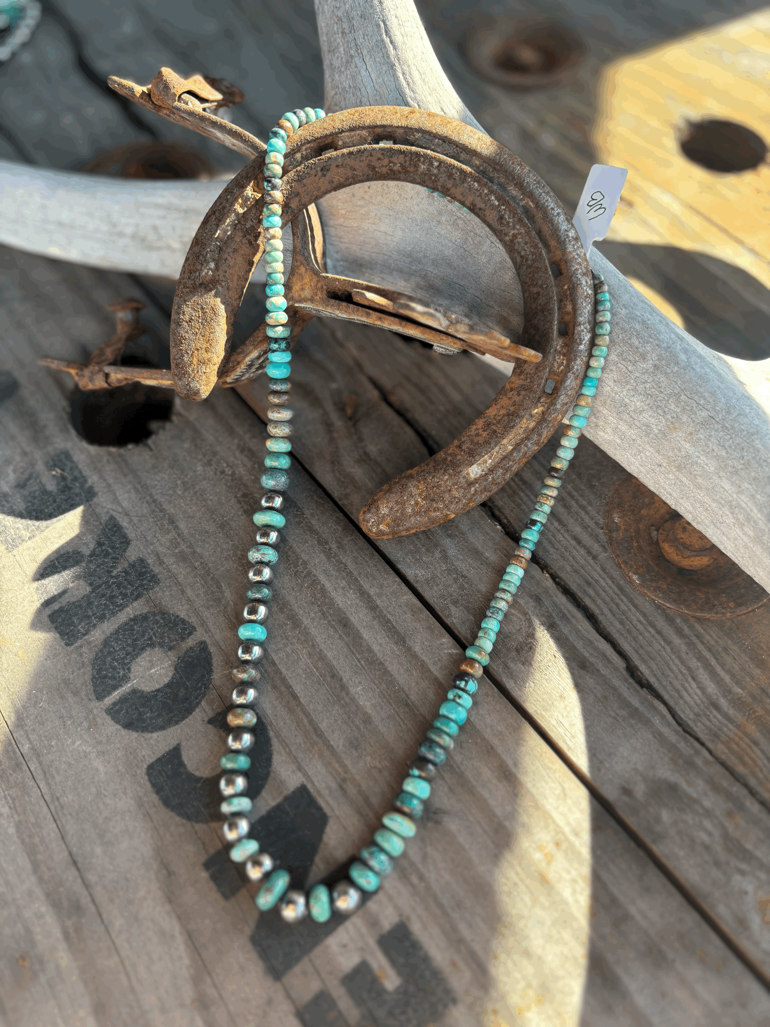 20 Inch Gradual Turquoise with 8mm German Silver