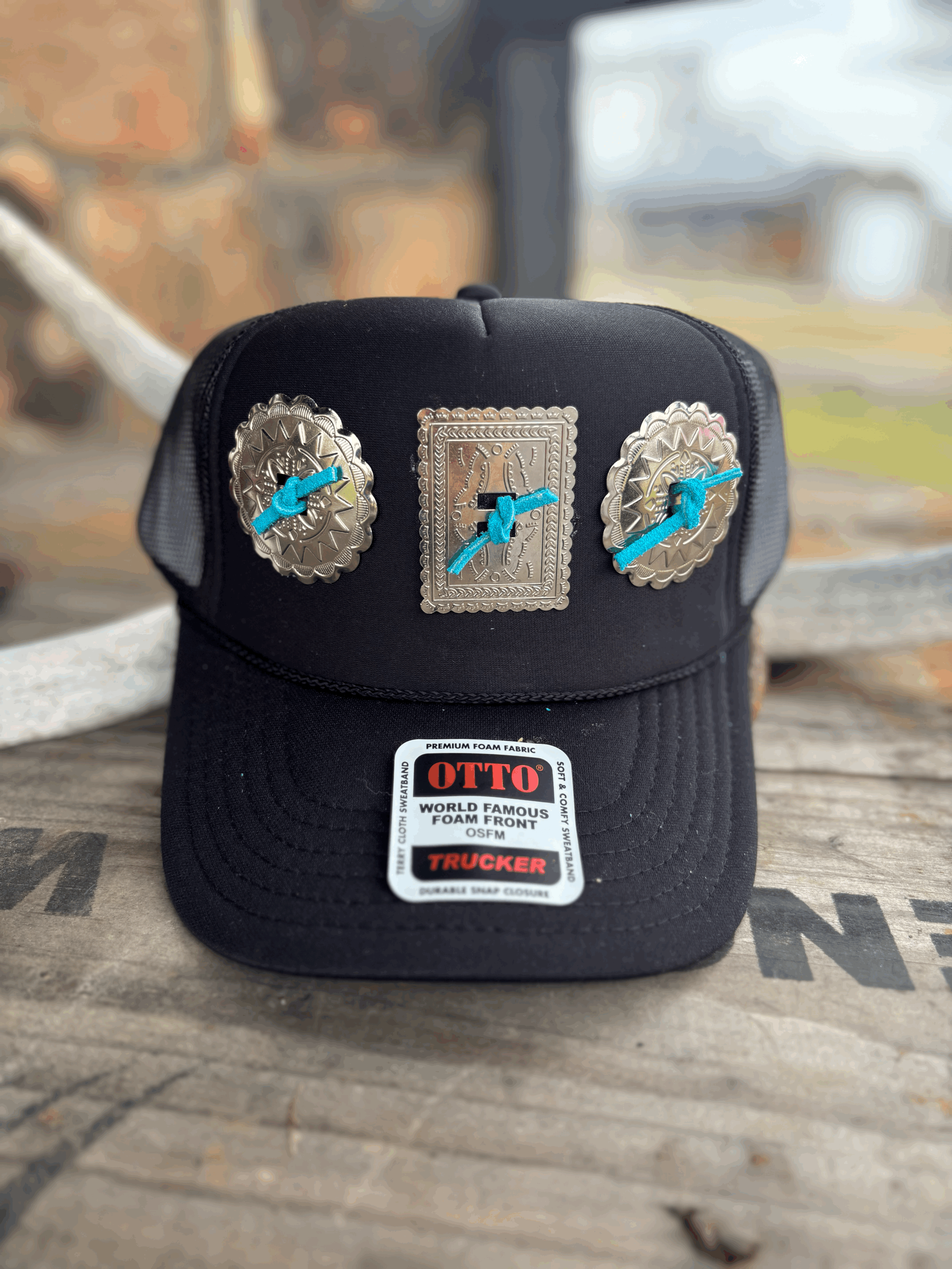 Black and Turquoise Trucker Hat
