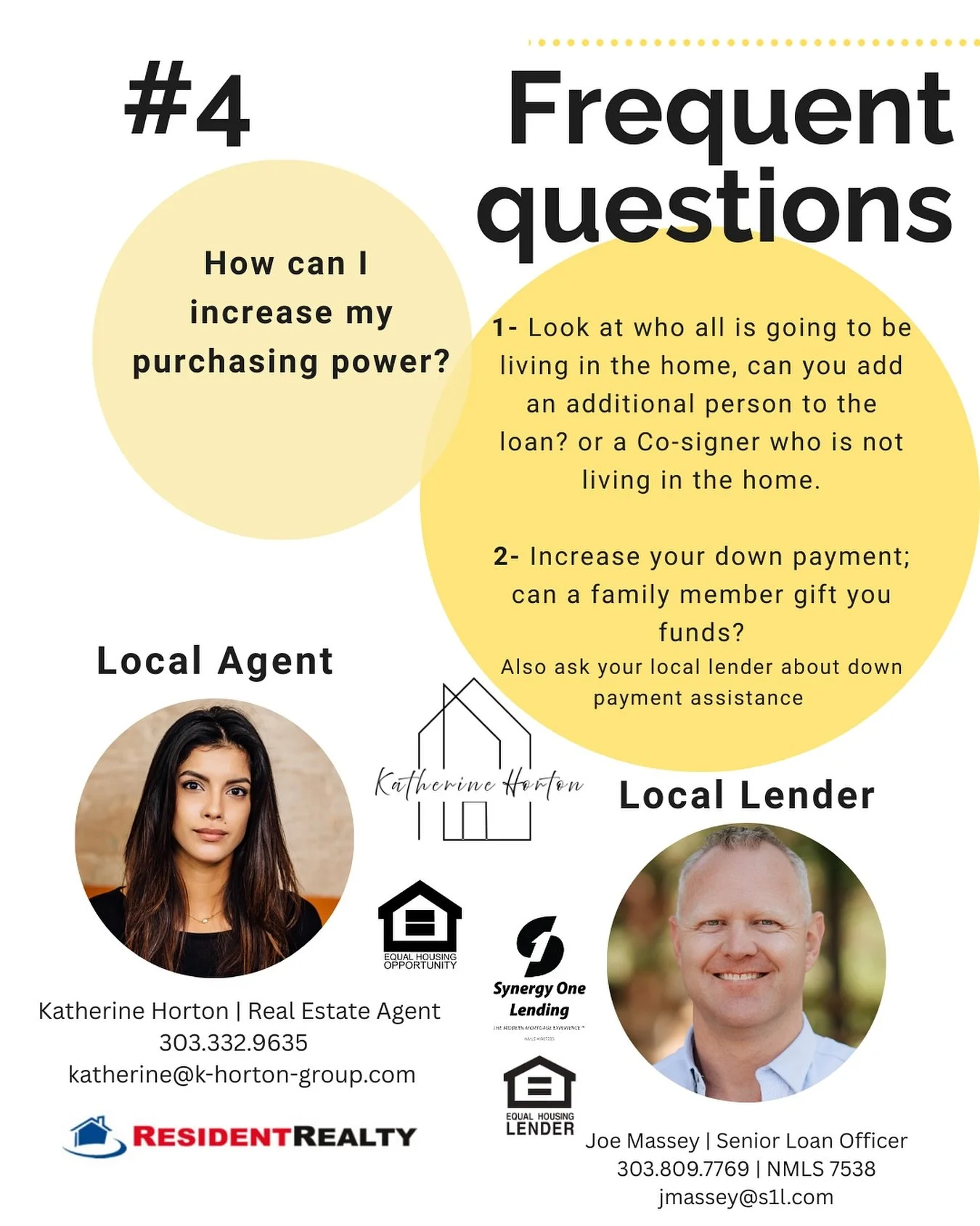 Post #4 for my monthly series of - Frequent Questions - September I focused on Lending! 

If you have more questions, let&rsquo;s connect! 
Call/text/email

☎️ 303.332.9635 
💻www.k-horton-group.com

Follow Me! And I will keep you informed about ever