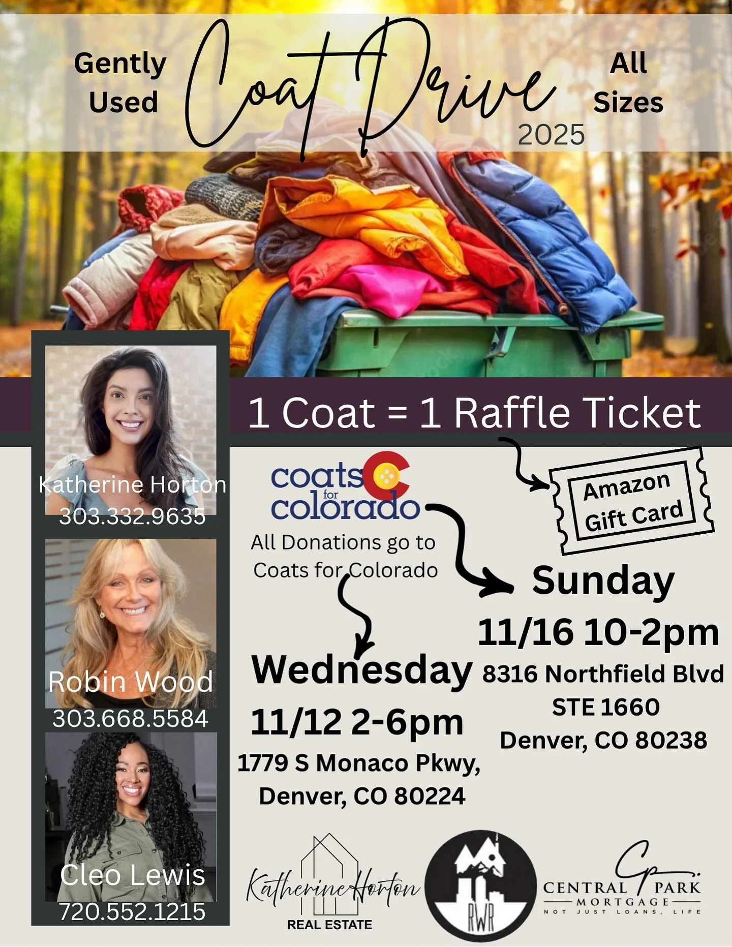 The Weather is Already Turning-Let&rsquo;s Join Forces and Help Those Who Need That Extra Layer-We have TWO Locations where you can drop off! Any Questions - DM Me!