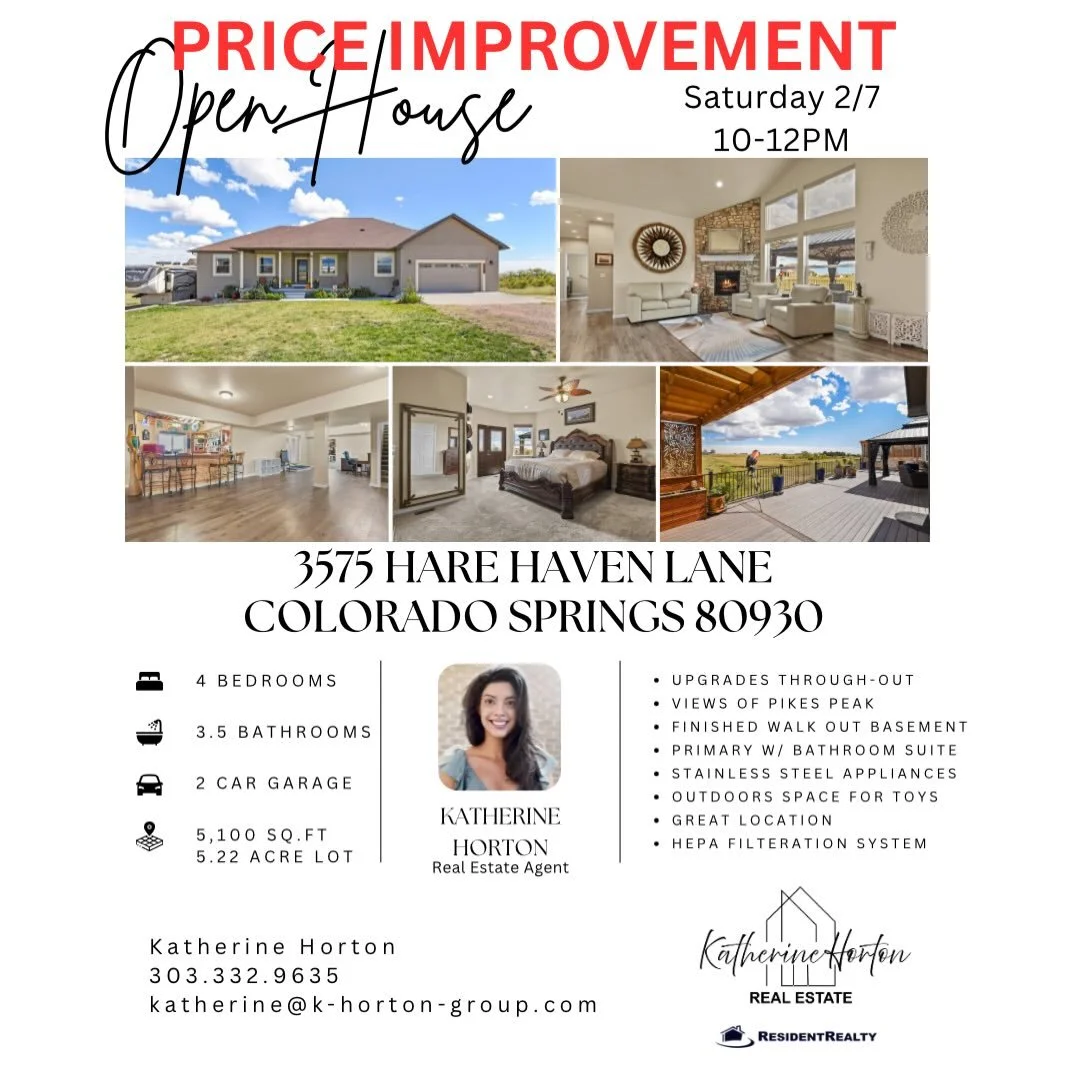 ✨✨PRICE IMPROVEMENT ✨✨
 OPEN HOUSE Saturday 2/7 from 10-12PM
🏡 3575 Hare Haven LN, Colorado Springs 80930

Walk thru Video > Link in BIO