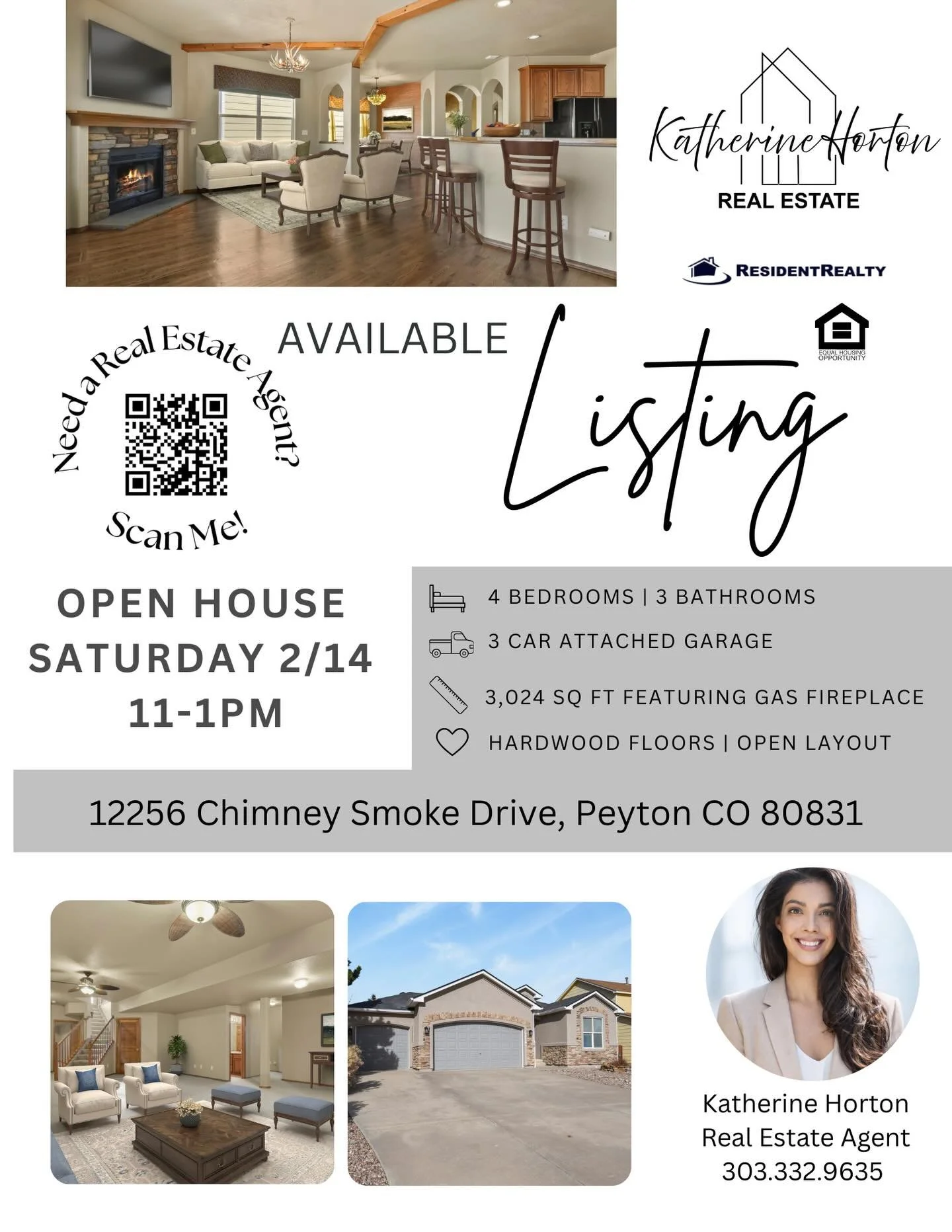 🏡 Open House &ndash; Saturday 2/14 | 11:00 AM &ndash; 1:00 PM
📍 12256 Chimney Smoke Drive, Peyton, CO 80831
Stop by and fall in love with this beautiful home! ❤️ Whether you&rsquo;re actively house hunting or just starting your search, this is a mu