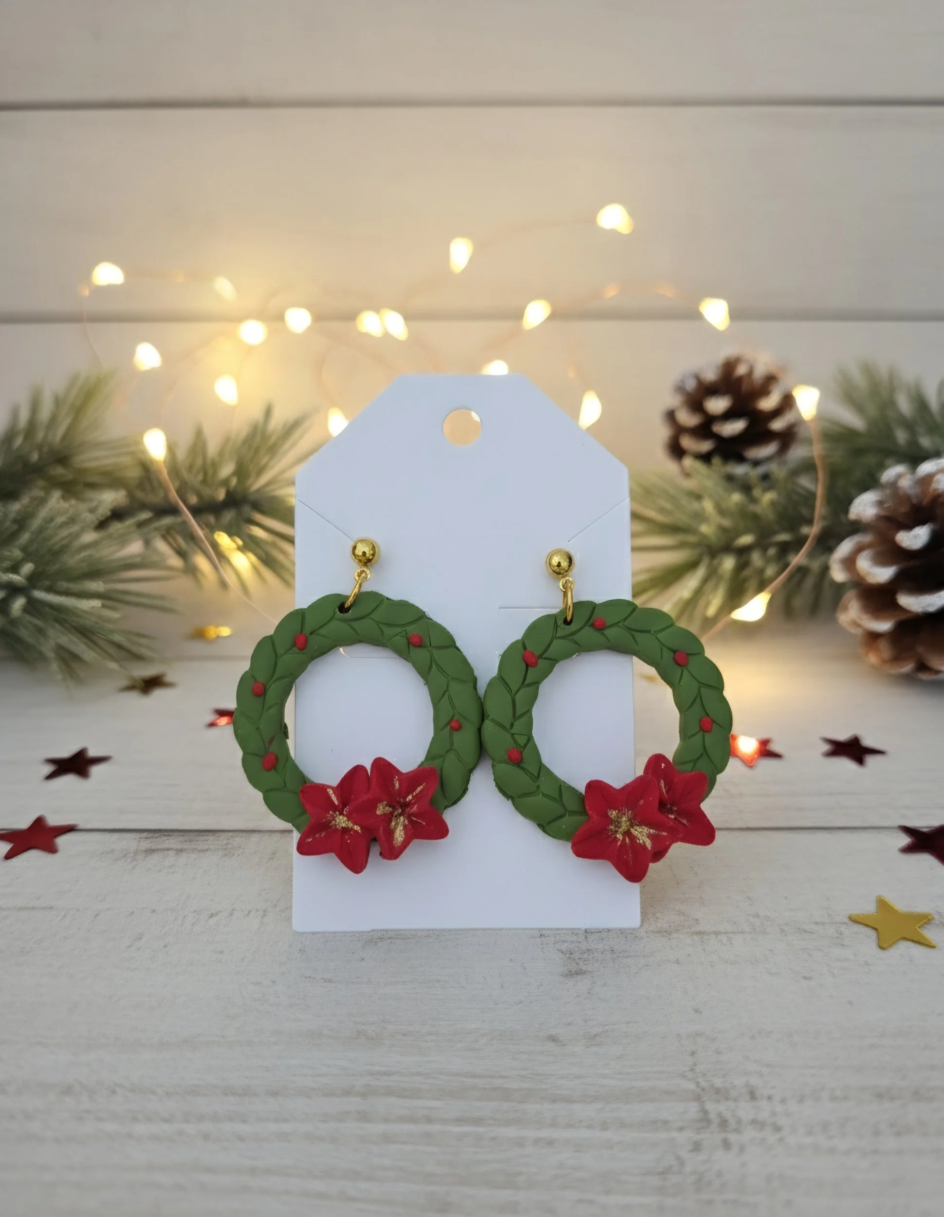 Classy Christmas Wreath Earrings