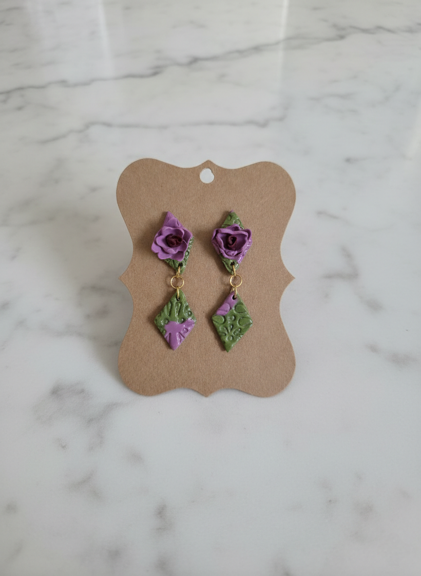 Floral Art Deco Drop Earrings
