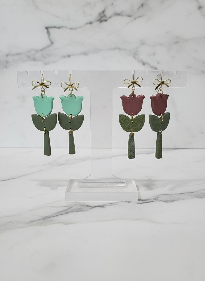 Long Tulip Bow Drop earrings