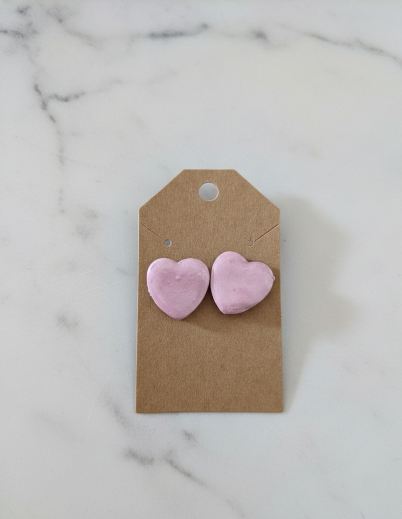 Classy Large Pink Heart Studs