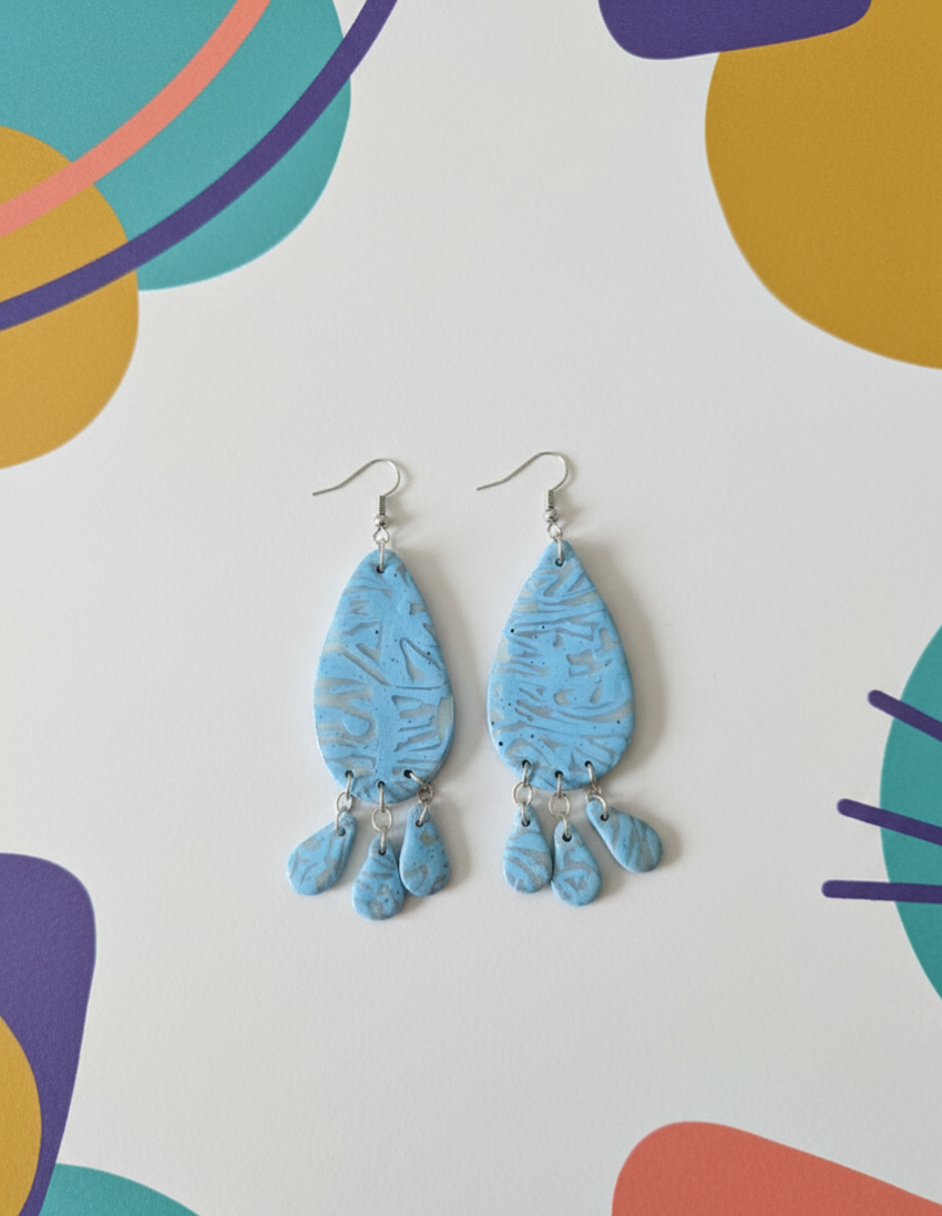 Stone and Teal Iridescent Drop Earrings