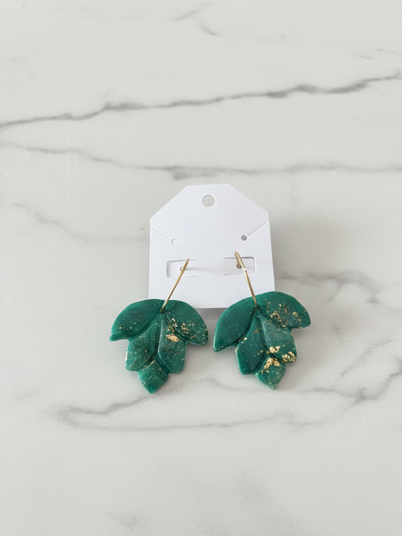 Emerald Gold Hoops