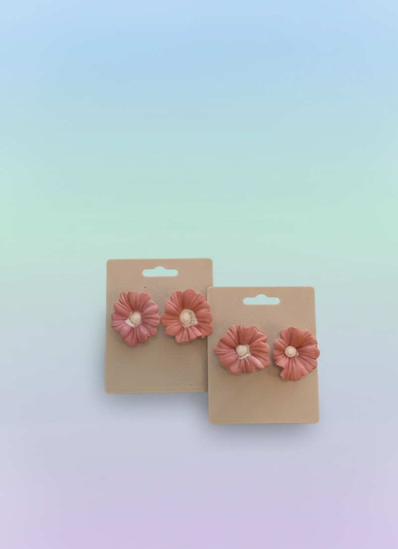 Dusty Pink Floral Studs