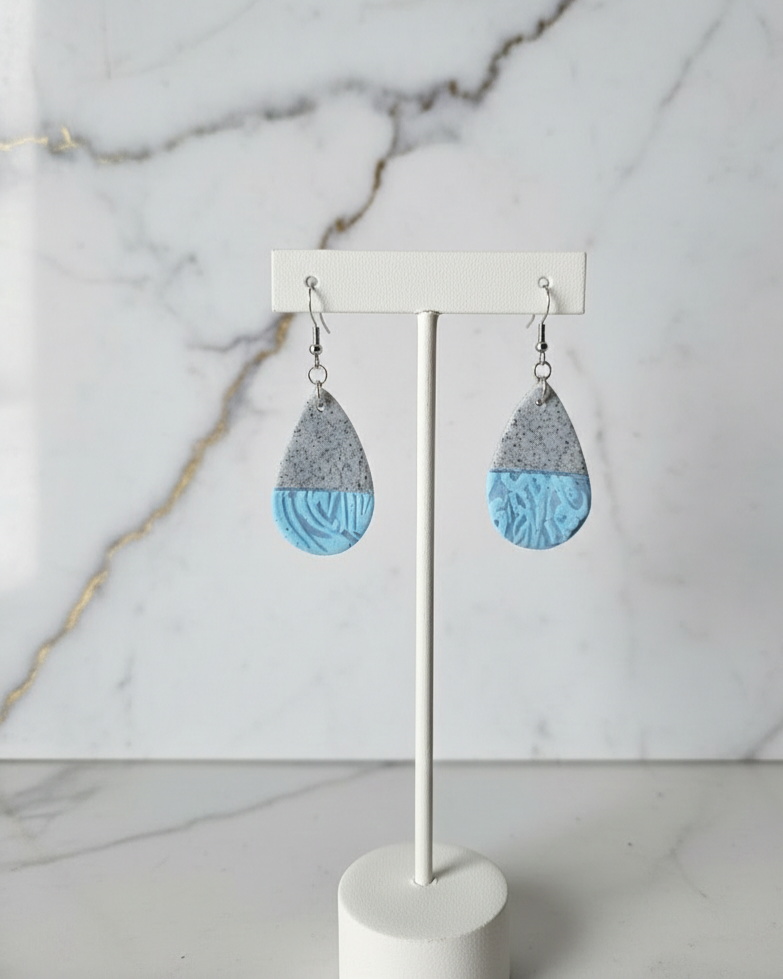 Stone and Teal with Iridescent Drop Earrings