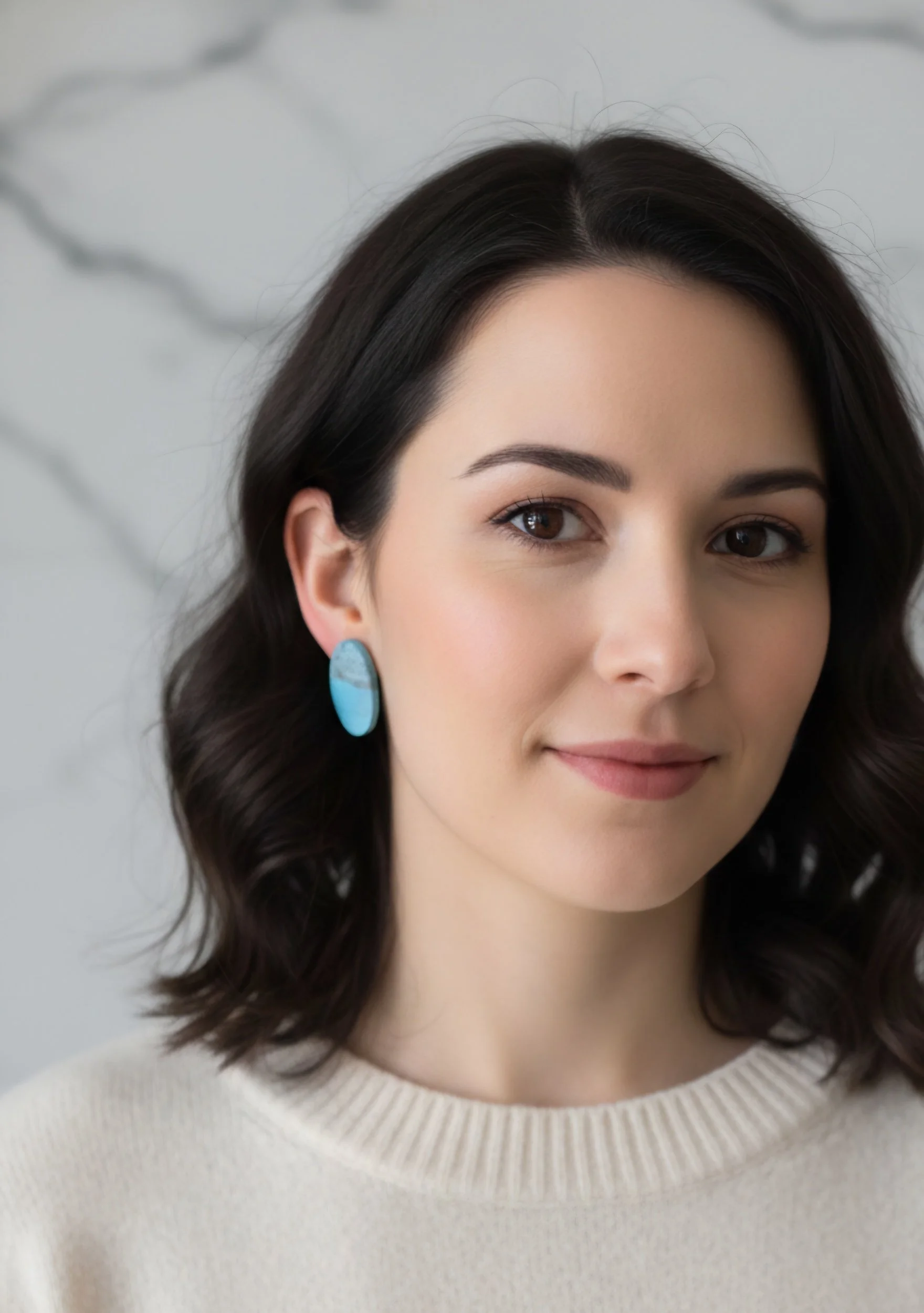 Stone and Teal Large Oval Studs