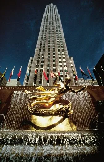 Top of the Rock at Rockerfeller Center view from below NYC