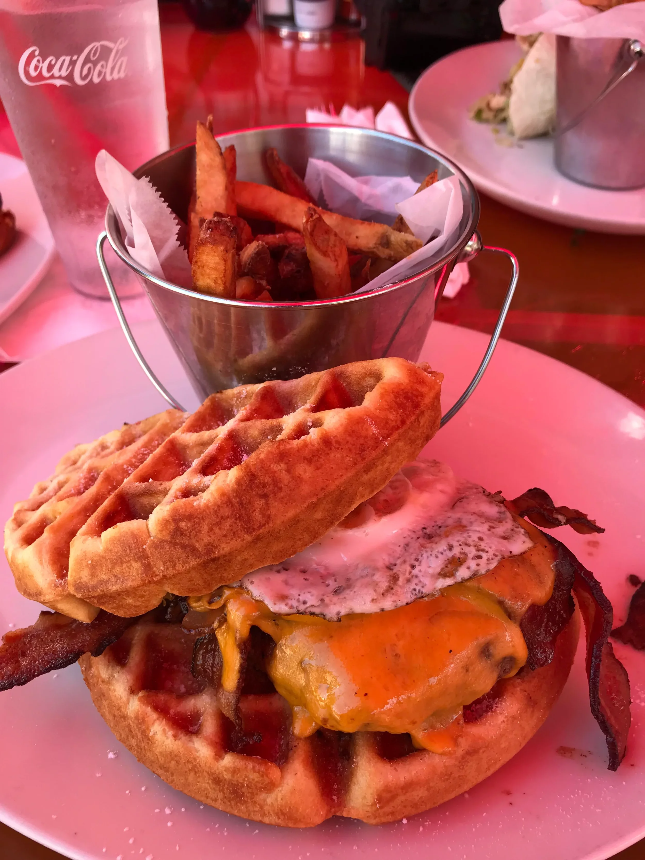 Waffle Cheeseburger at the Big Pink in Miami