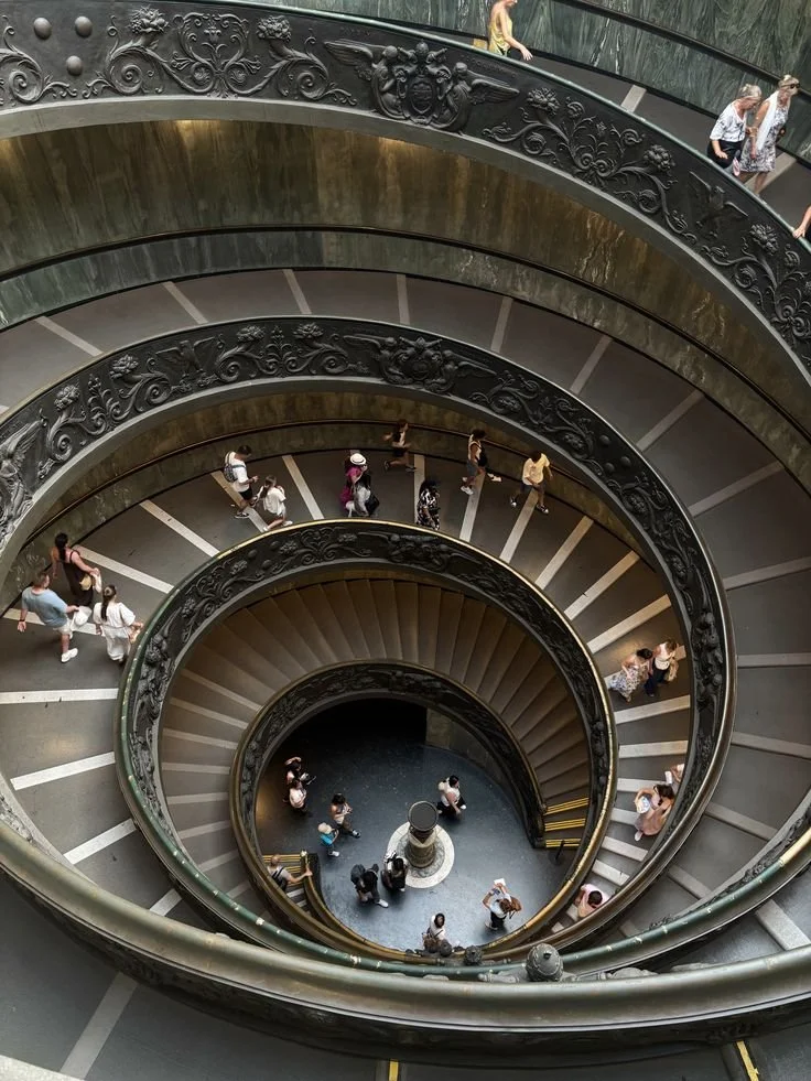 Spiral staircase in the Vatican museum aesthetic Rome, Italy