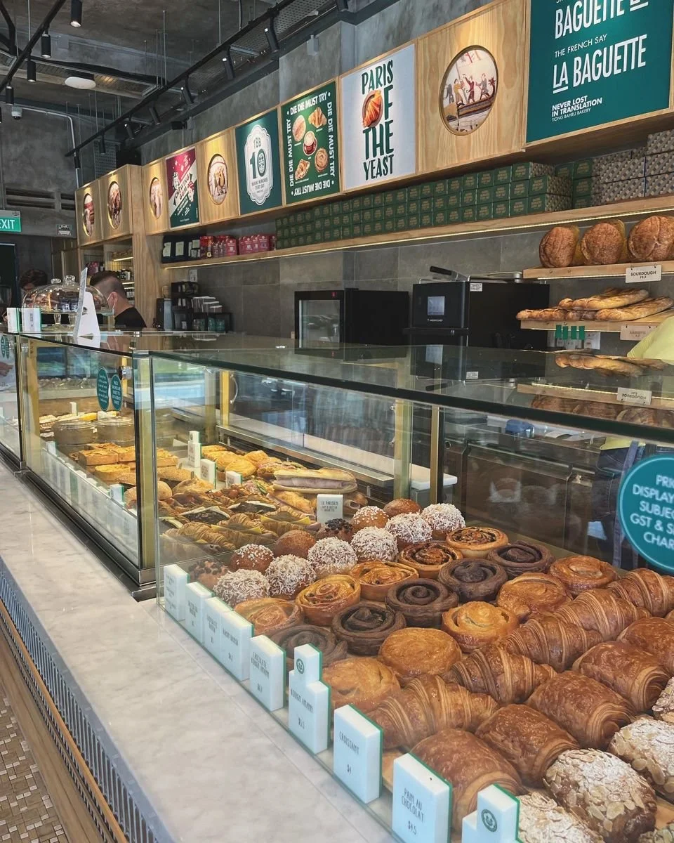 Large display of pastries at the Tiong Bahru Bakery