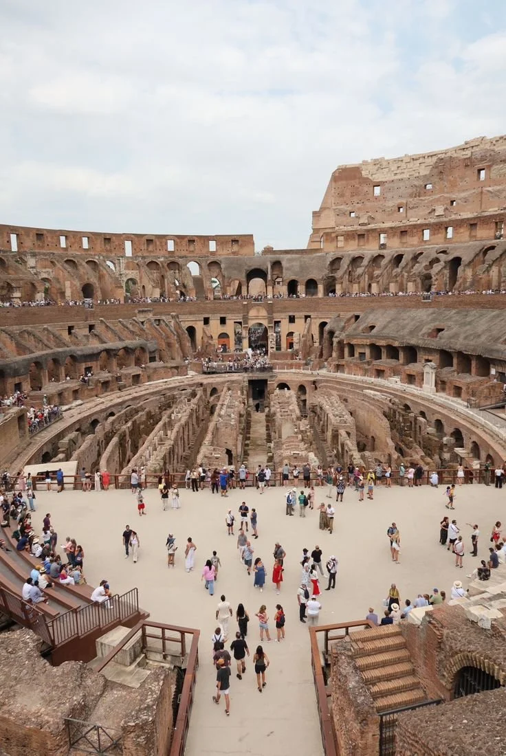 Inside of the iconic collosseum in Rome, Italy