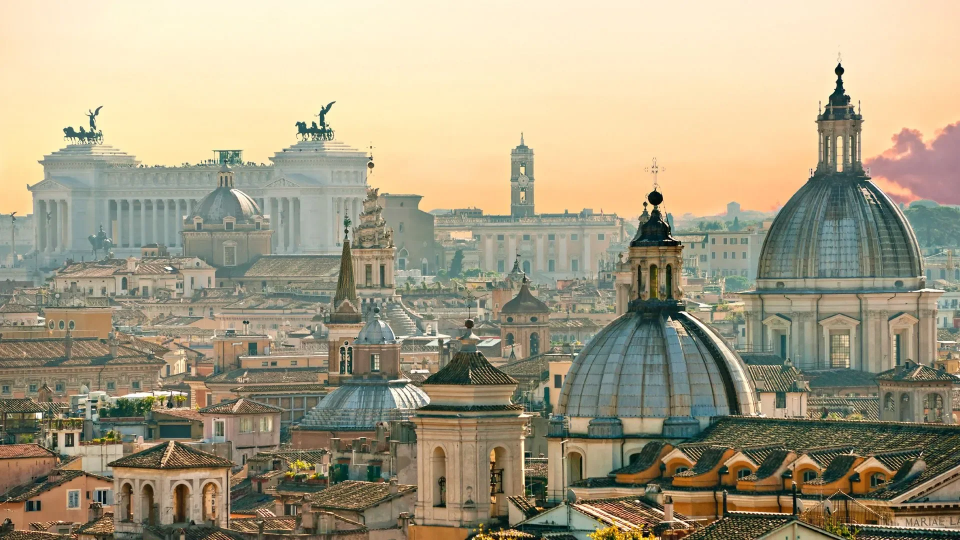 cityscape view of Rome, Italy at dawn