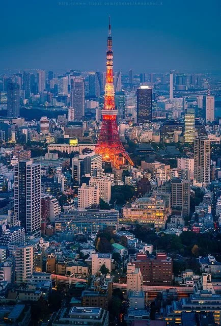 Tokyo Tower in Japan at sundown