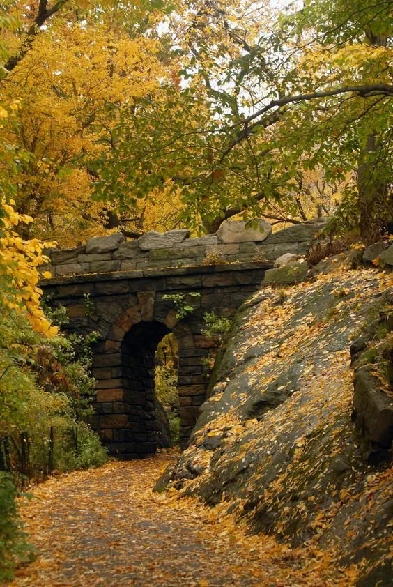 The ramble in Central Park brick bridge in New York City