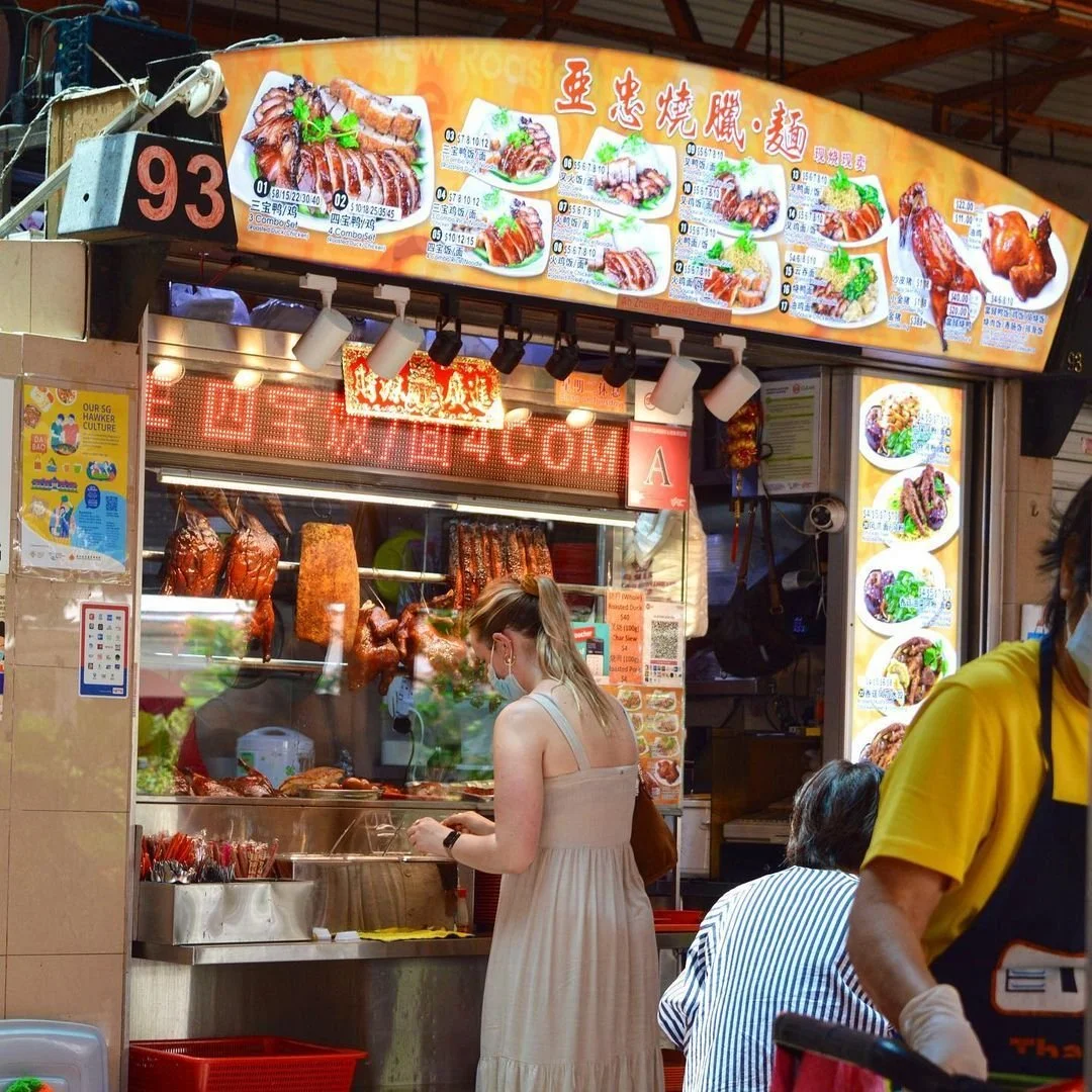 Popular hawker stand at the Maxwell Food Centre in Singapore