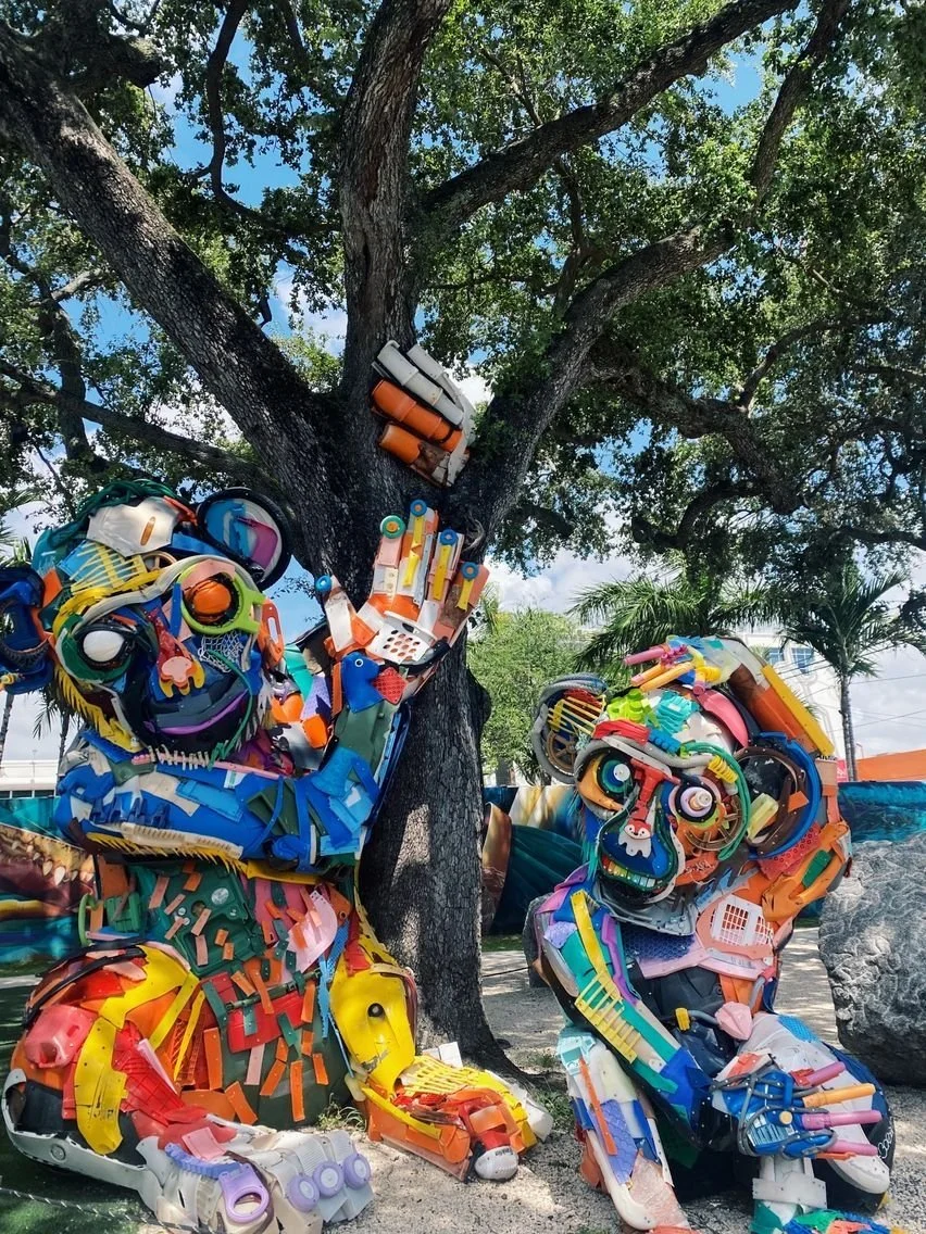 Monkey sculptures at the Wynwood Walls in Miami, Florida vibrant color statues