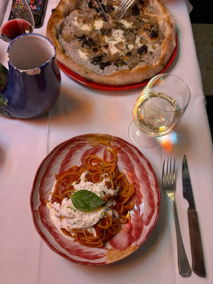Pasta dinner in Trastevere neighborhood Rome, Italy