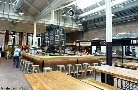 Indoor food market foodhallen in Amsterdam, Netherlands