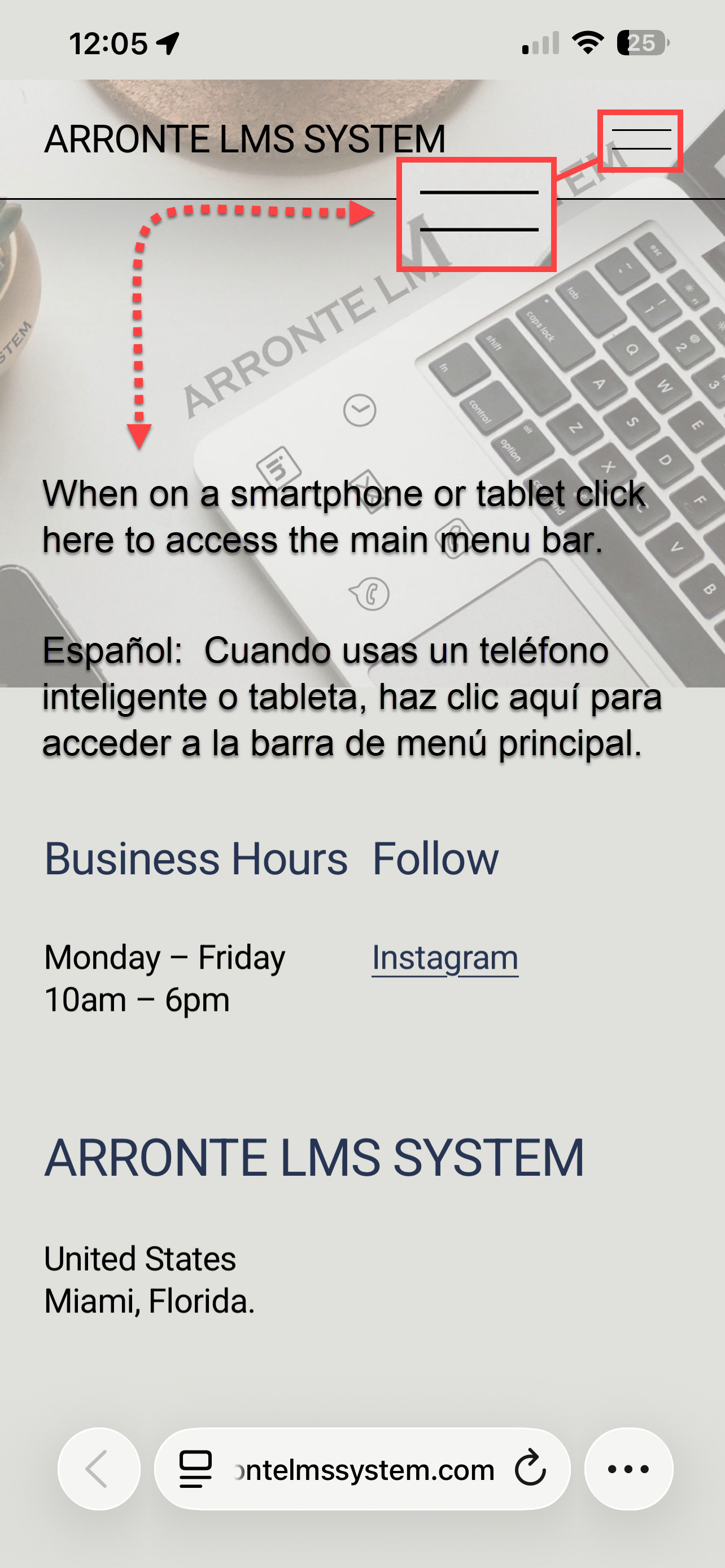 Cellphone access main menu bar