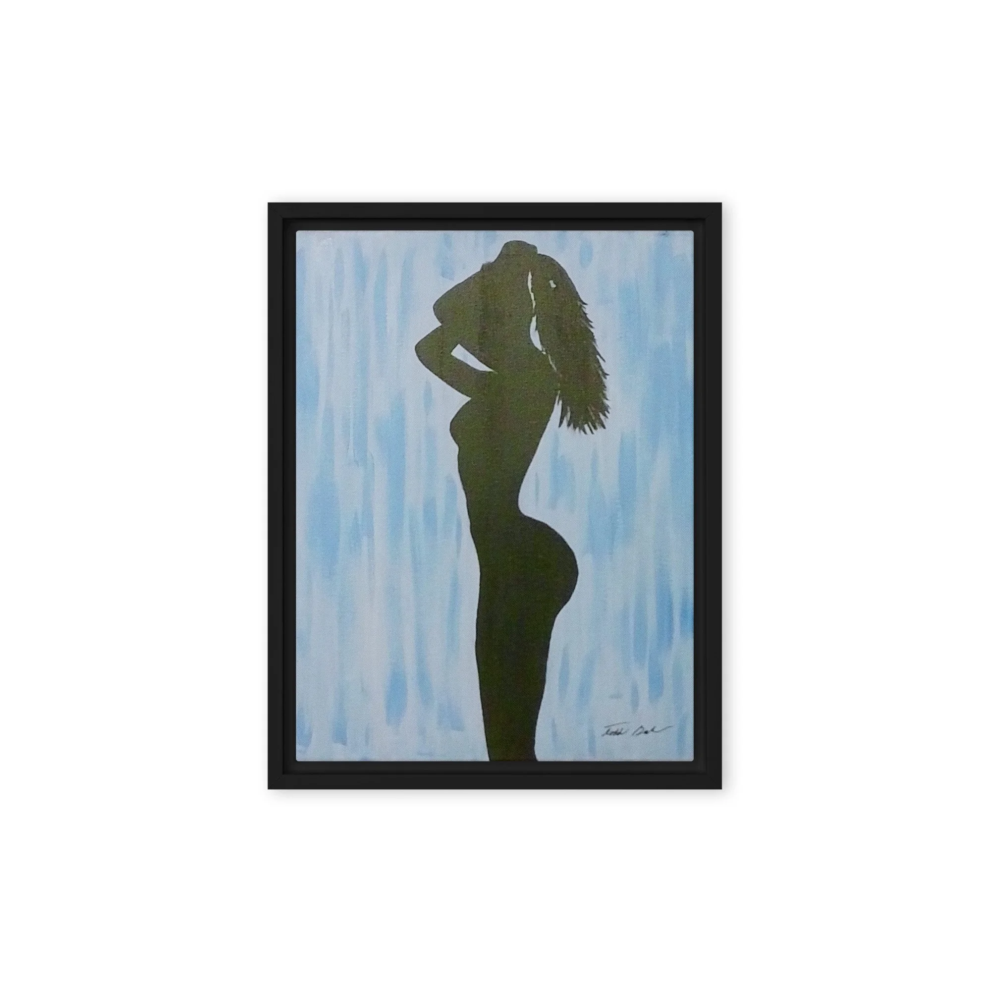 Black on Blue framed print Todd Baker modern figurative art silhouette blue