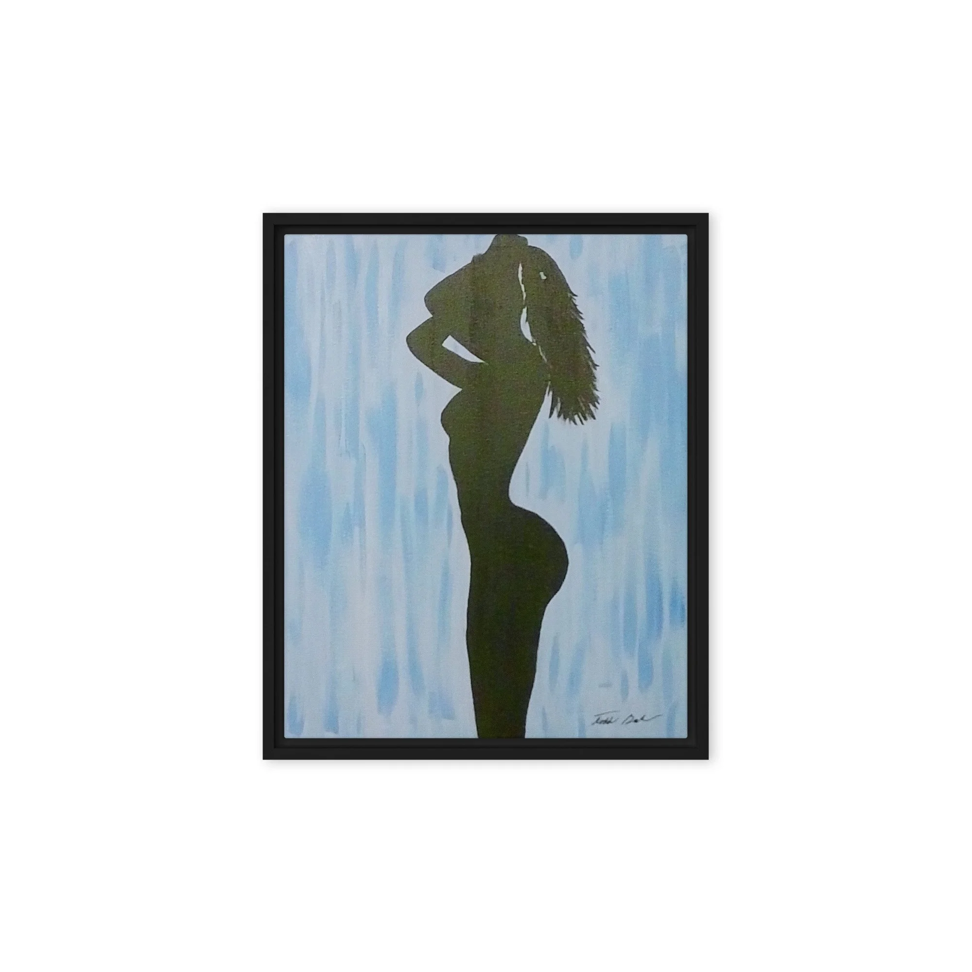 Black on Blue framed print Todd Baker modern figurative art silhouette blue