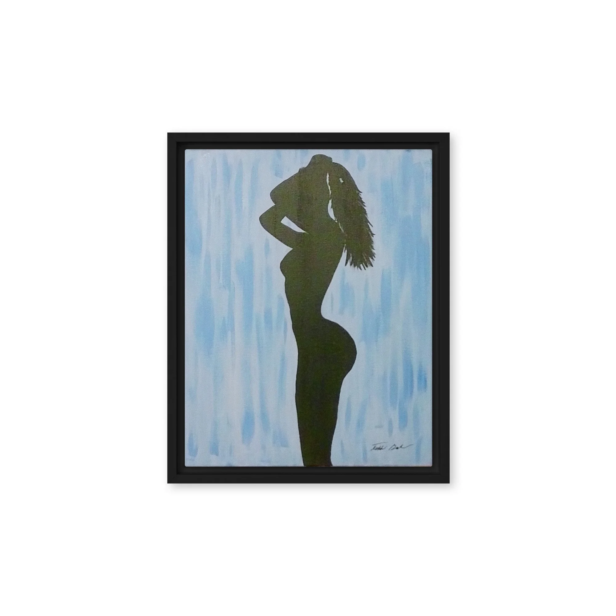 Black on Blue framed print Todd Baker modern figurative art silhouette blue