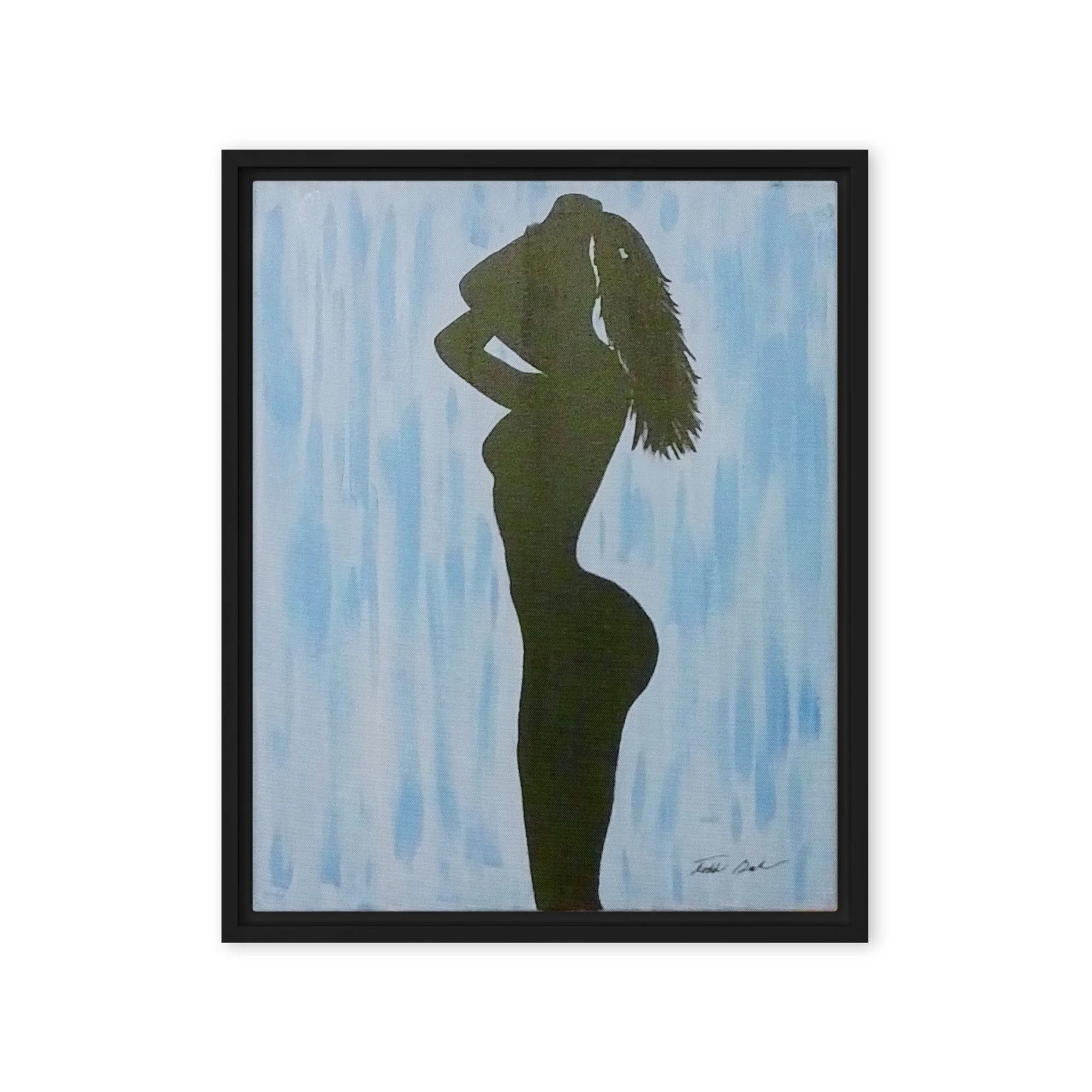 Black on Blue framed print Todd Baker modern figurative art silhouette blue