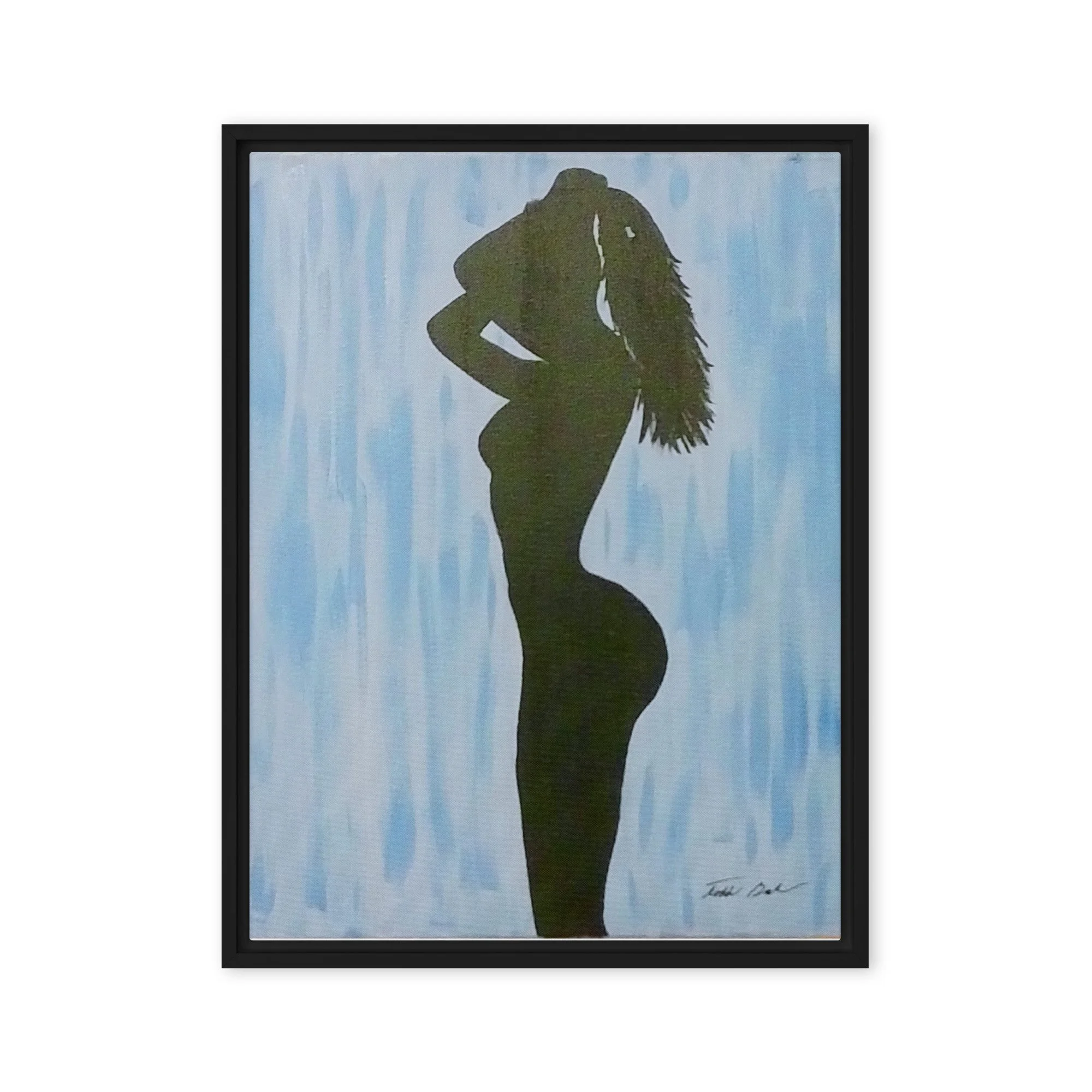 Black on Blue framed print Todd Baker modern figurative art silhouette blue
