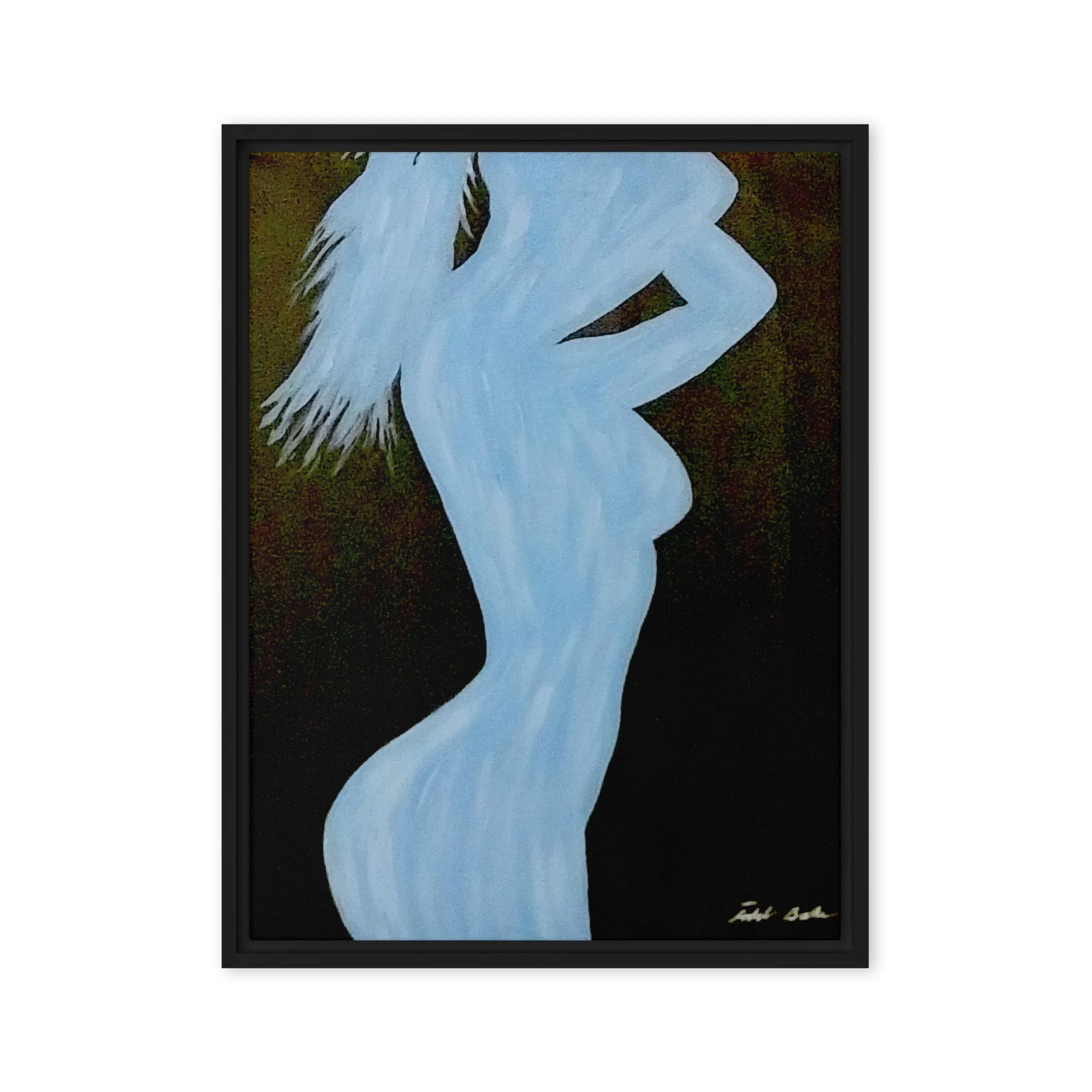 Blue on Black framed print Todd Baker modern figurative art silhouette