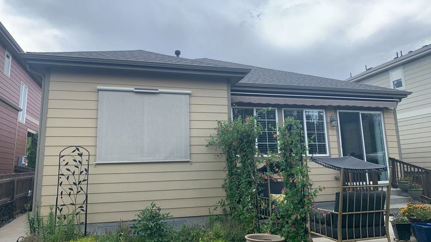 Completed seamless gutter replacement along the roofline of a single-story home.