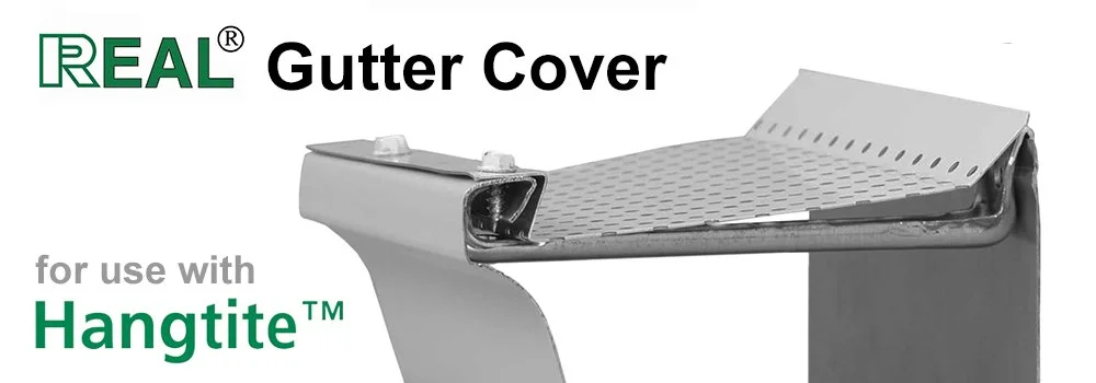 Cross-section of the Real Gutter Cover system designed for use with Hangtite gutter hangers.
