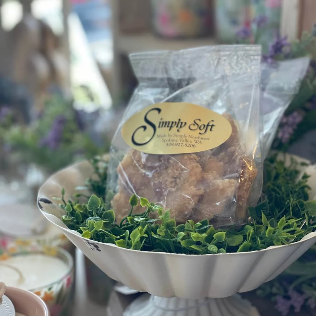A bag of Simply Soft peanut brittle made by Simply Northwest