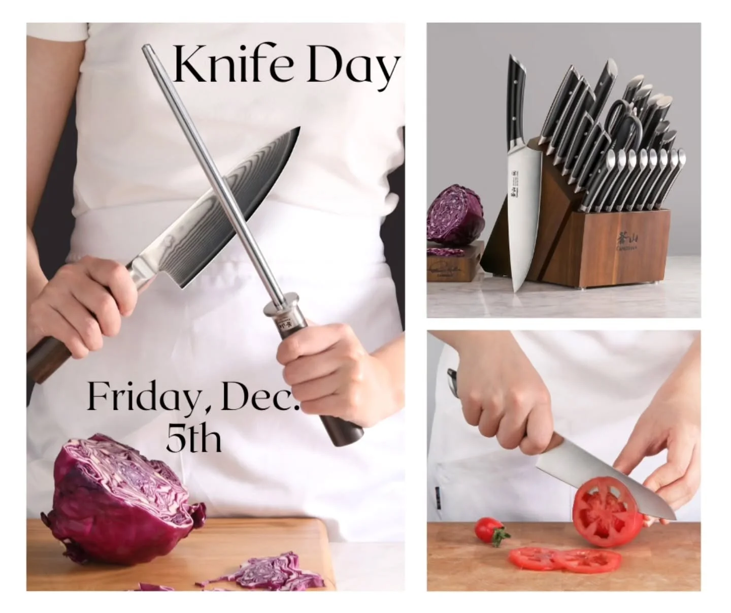 🔪 Celebrate Knife Day with us! 🔪 

Join us on Friday, December 5th for a fun, hands-on celebration of the most essential tool in your kitchen!

The details:� 

*Interactive demonstration on sharpening and honing your knives�
*Learn essential knife 