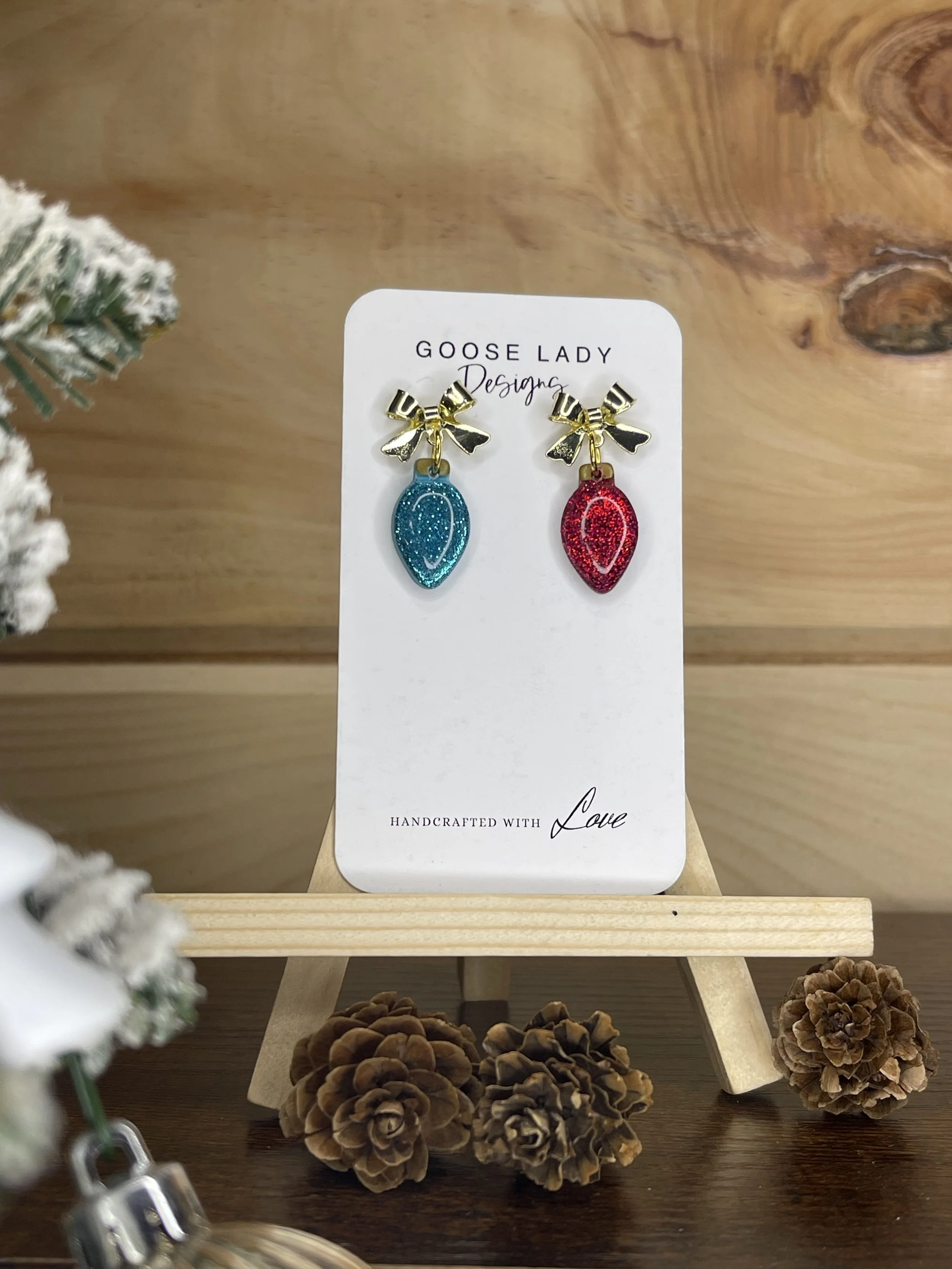 Blue and Red Bulbs with Gold Bow