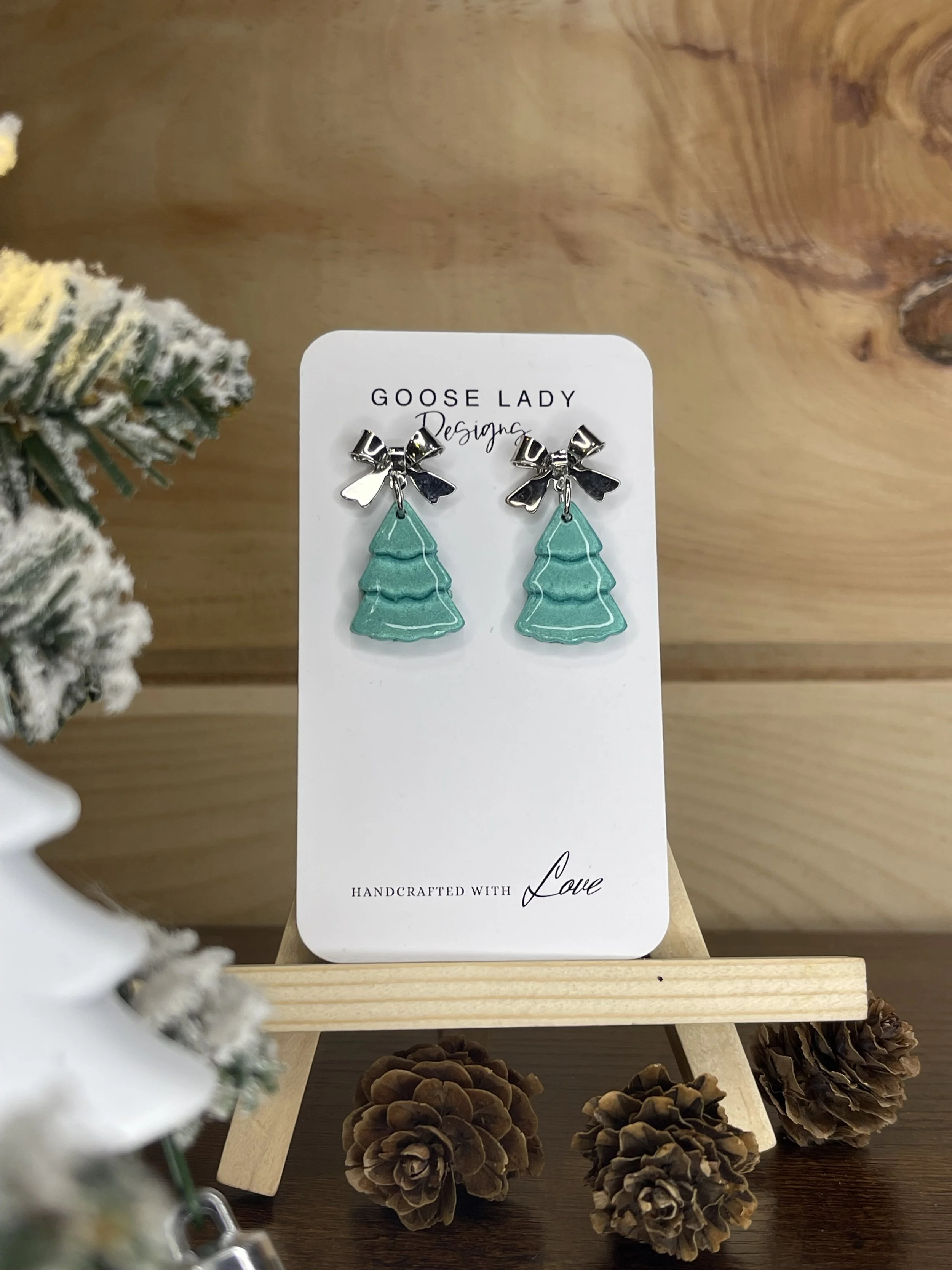 Teal Christmas Tree Silver Bow