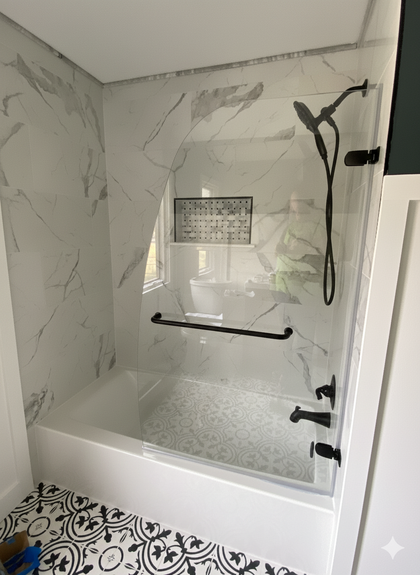 Bathroom remodel, picture of the tub and tile